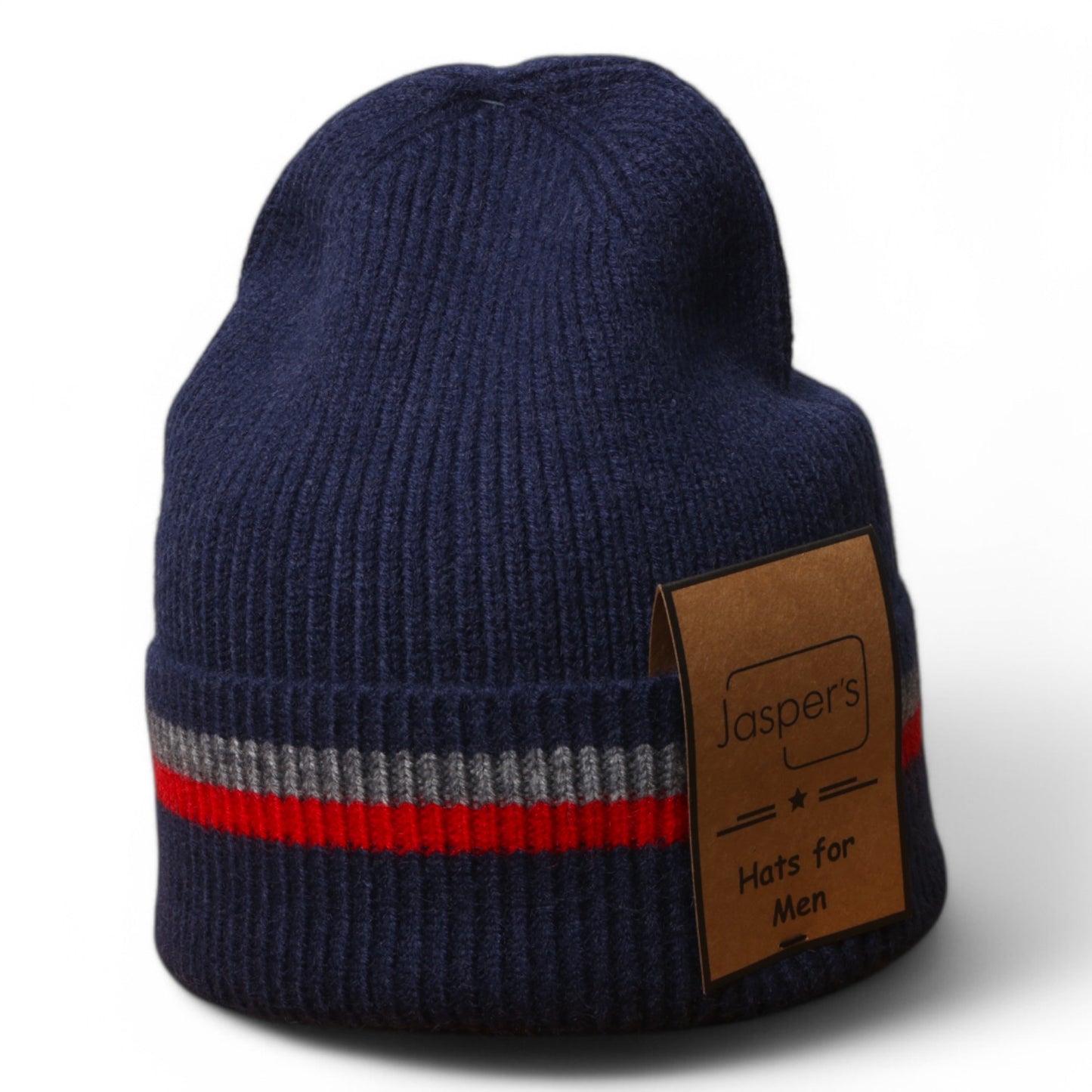 “For him “ navy men’s stripe cosey beanie