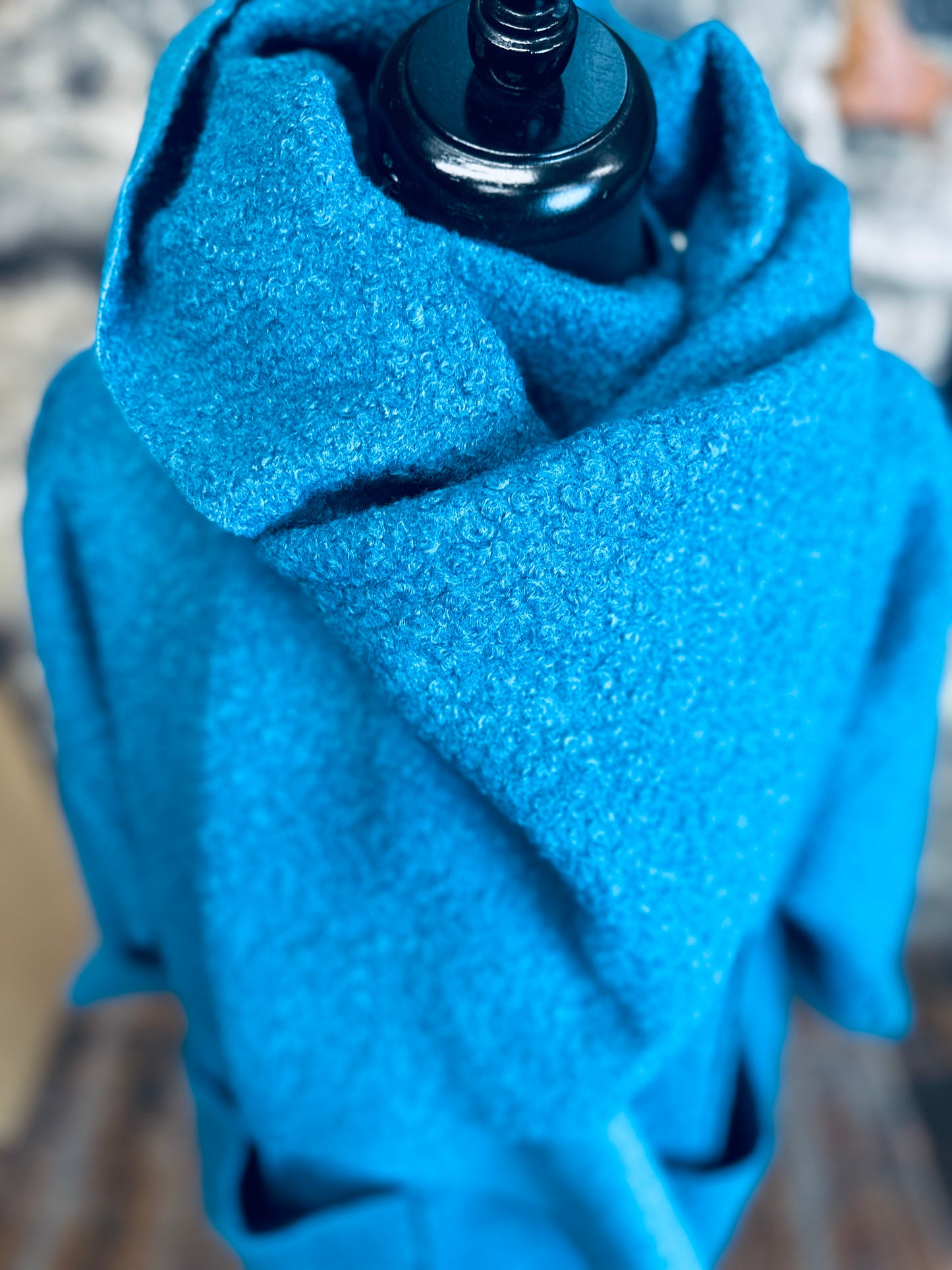“Corrina” teal boucle Italian coatigan