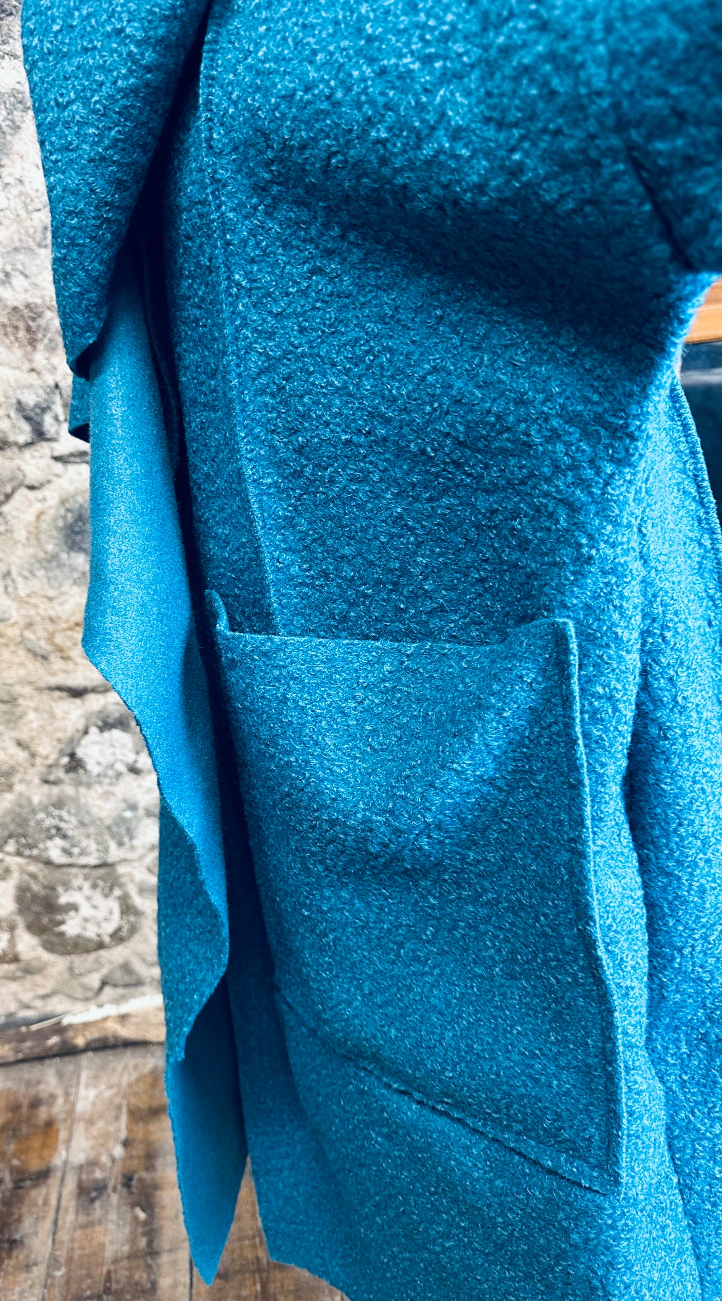 “Corrina” teal boucle Italian coatigan