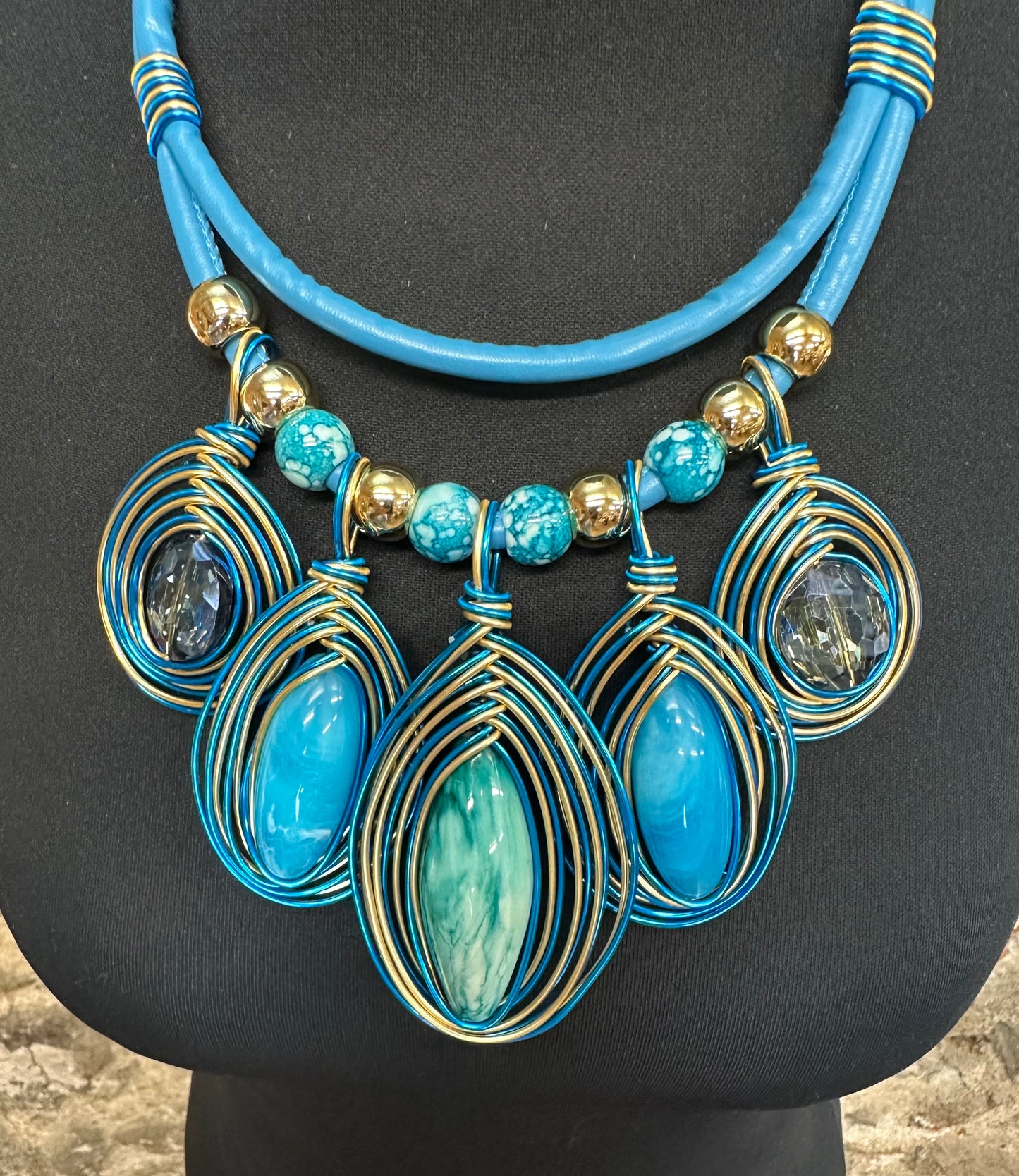 Dramatic statement turquoise collar