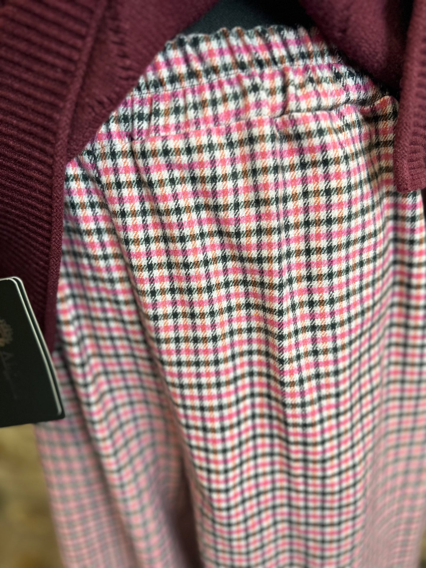 “Dani “ wine plaid Italian cosey pants