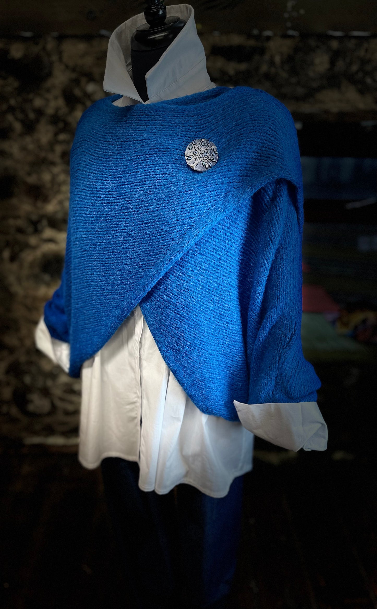 “Izzy “ cobalt blue Italian crossover knit