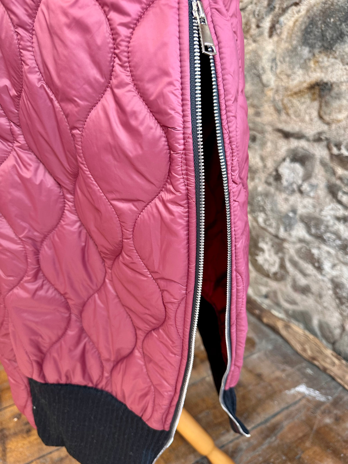 “Maisie “ Bordeaux quilted Italian long length gilet