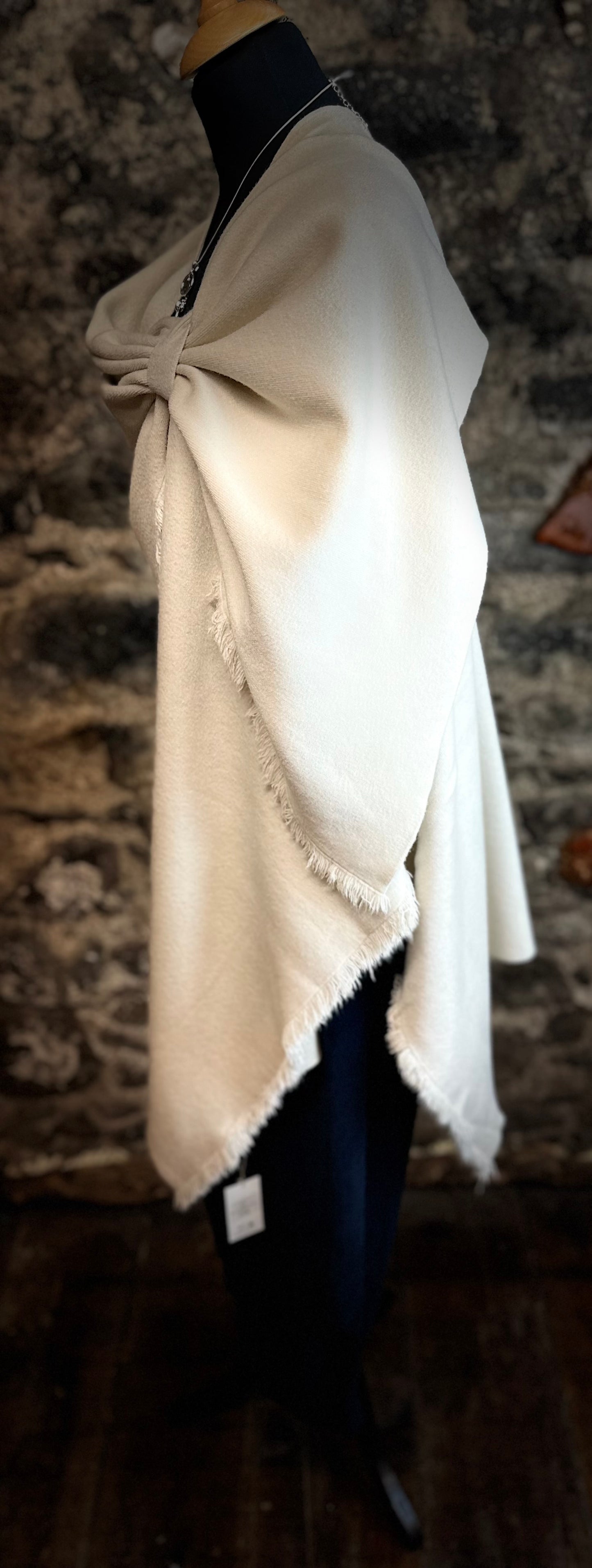 “Stella” winter cream italian super soft wrap cape