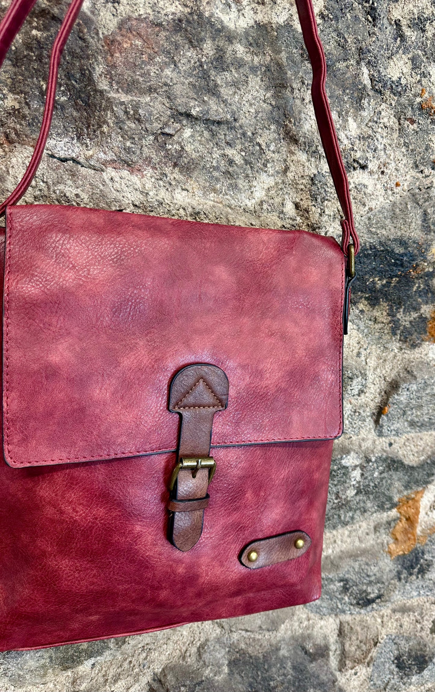 “Maggie “ Bordeaux vegan satcel crossbody