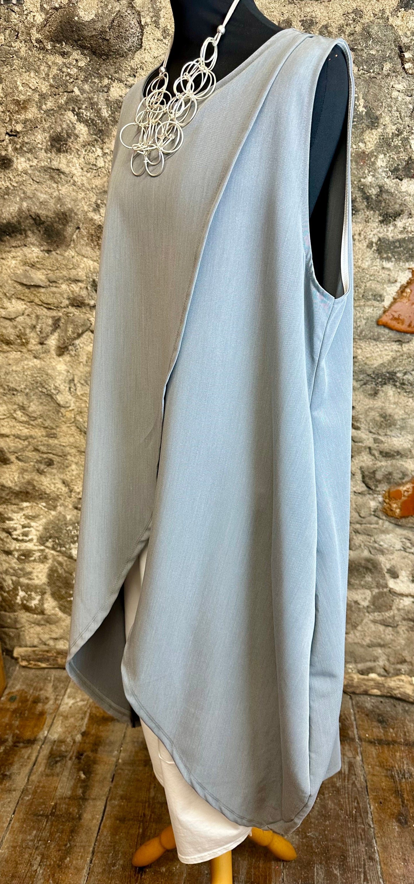 “Sunita “ dove grey wrap Italian tunic