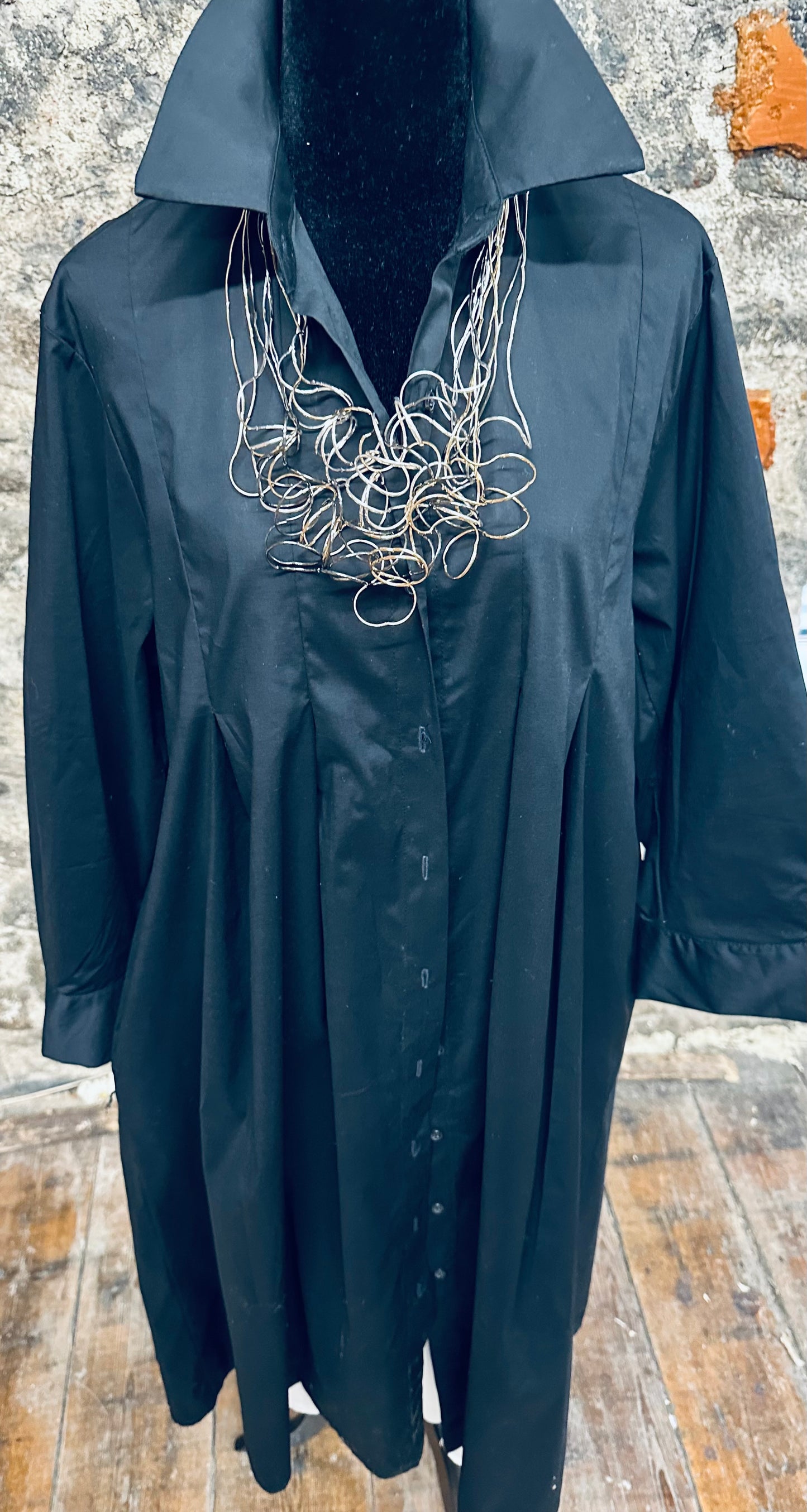 “Renee “ Ebony Italian pleat pocket dress shirt