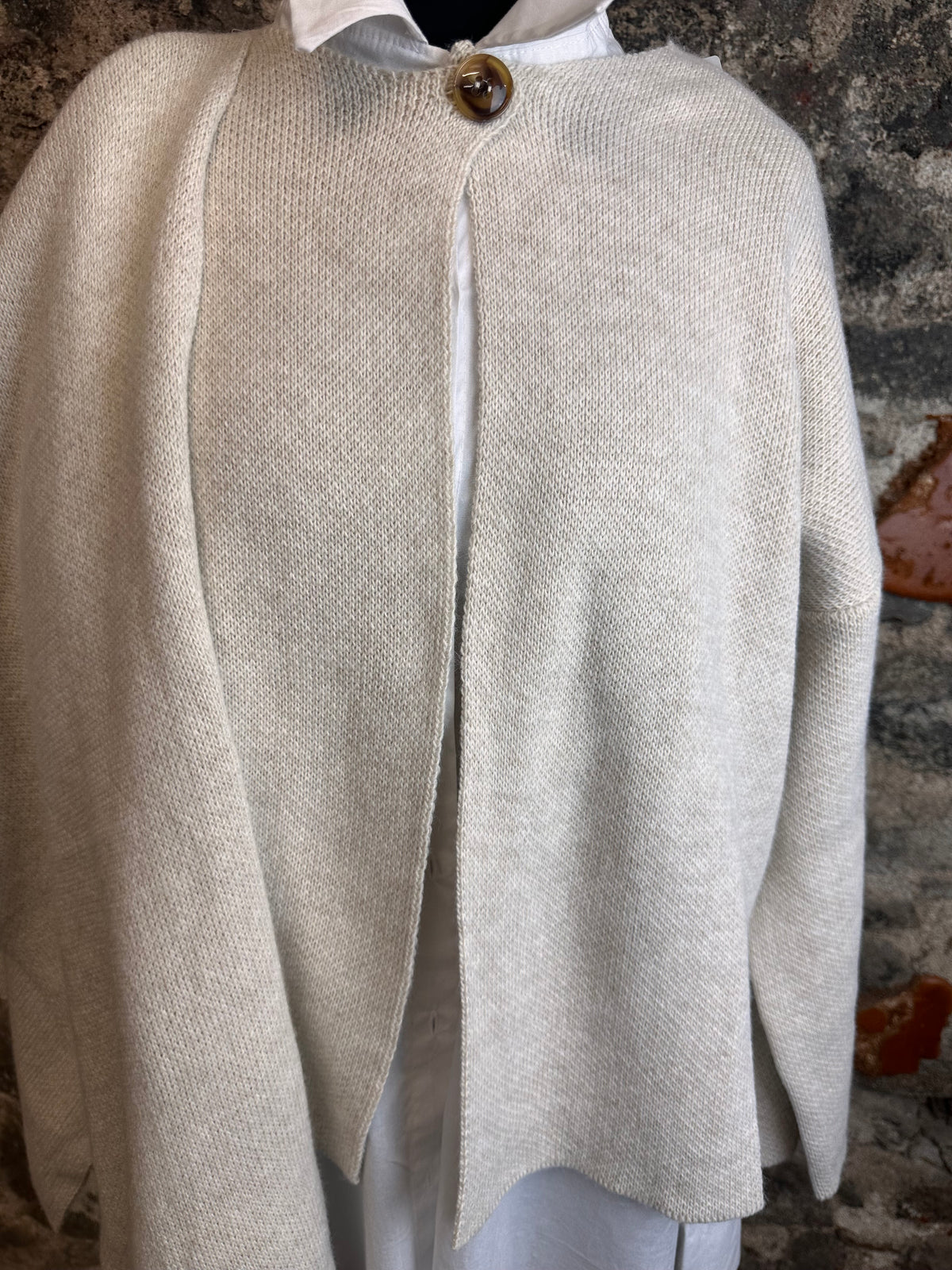 “Larissa” oatmeal Italian scarf wrap cardi