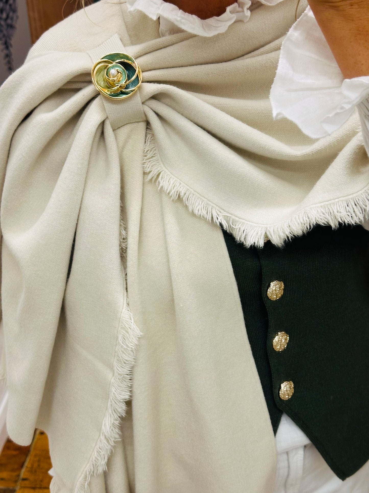 “Stella” winter cream italian super soft wrap cape