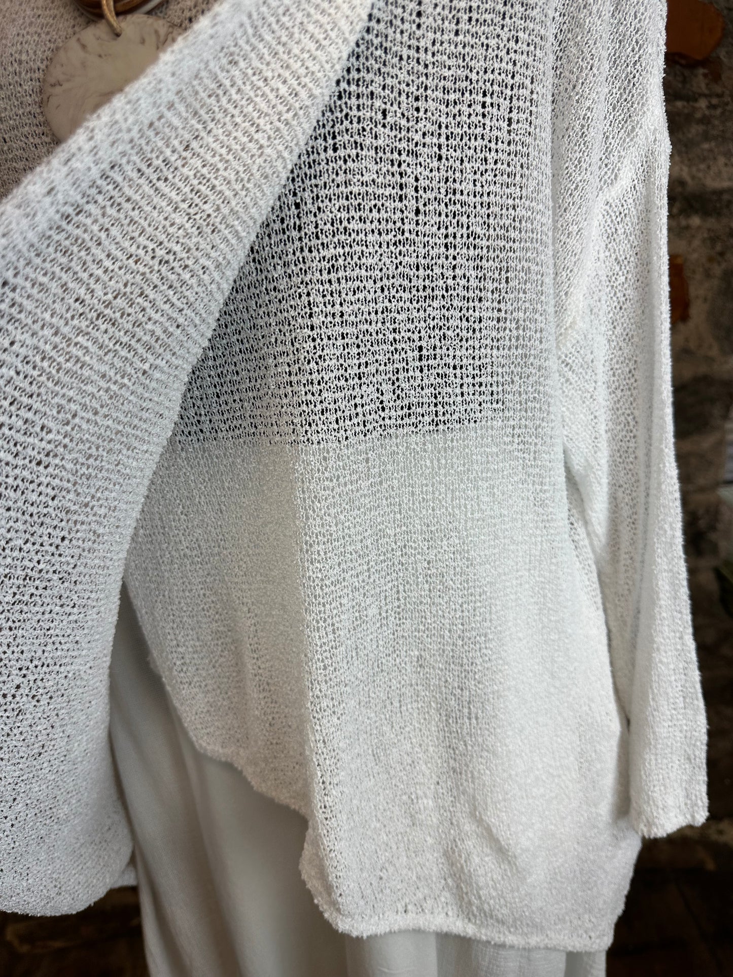 “Niki “ fine weave knit wrap jumper winter white