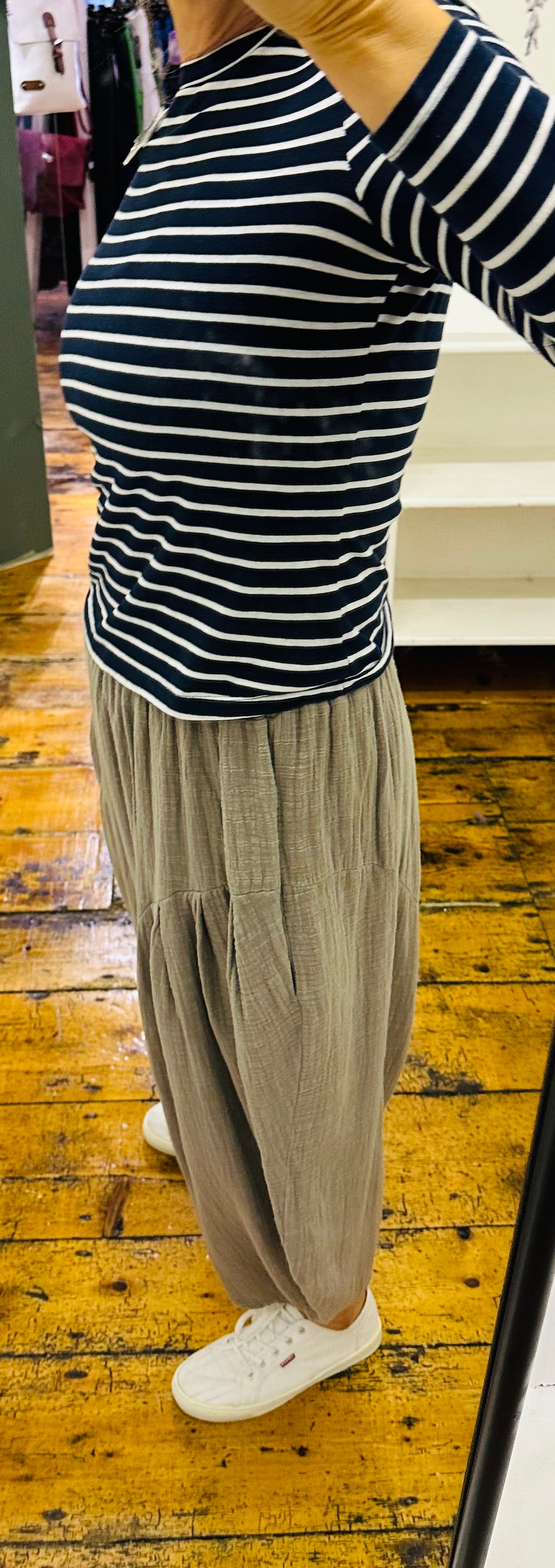 “Tiffany “ taupe harem Italian cocoon trouser