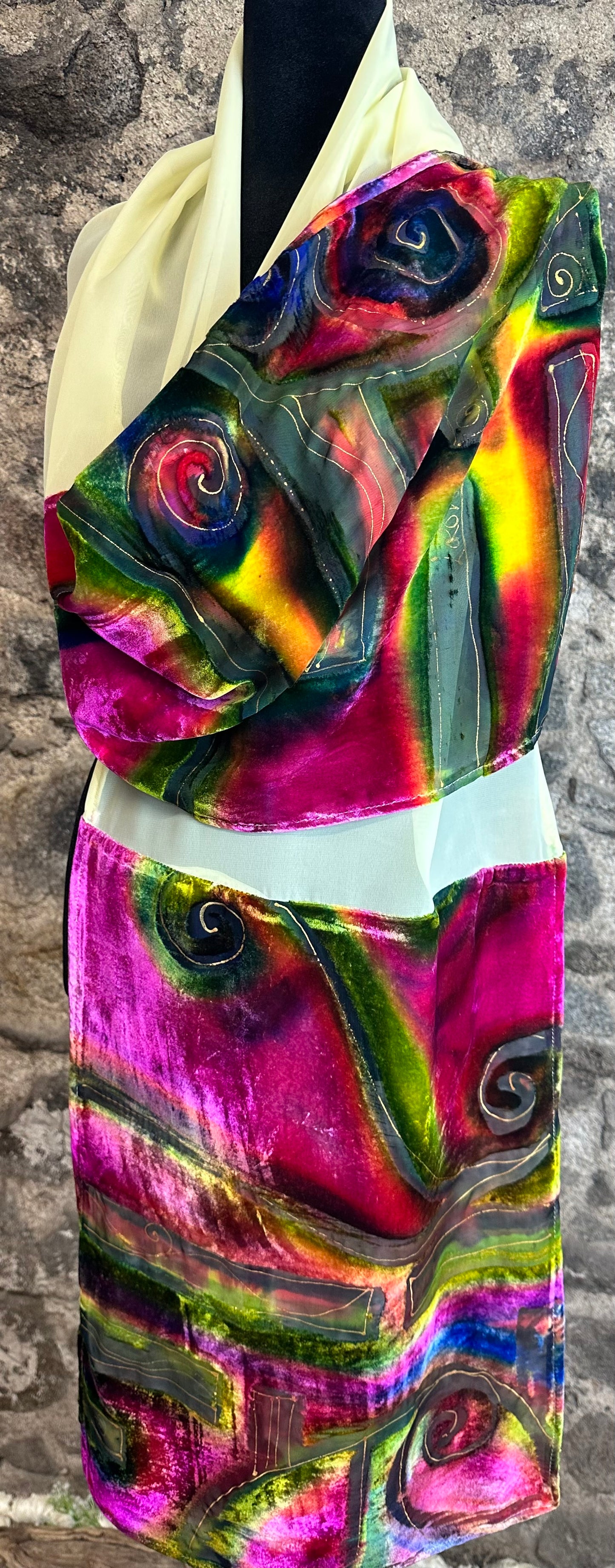 Lorshadesign Handpainted Devore velvet scarf collection