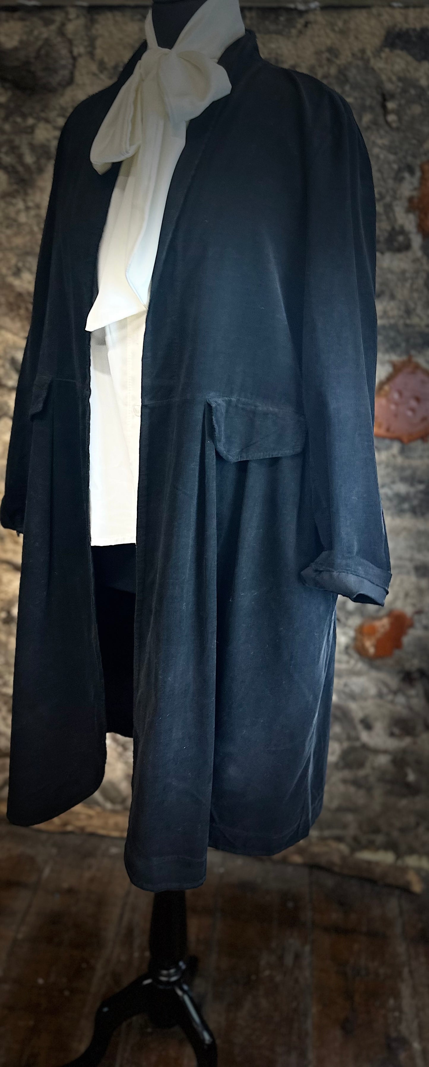 “Terri “ ebony pin corduroy Italian dress coat