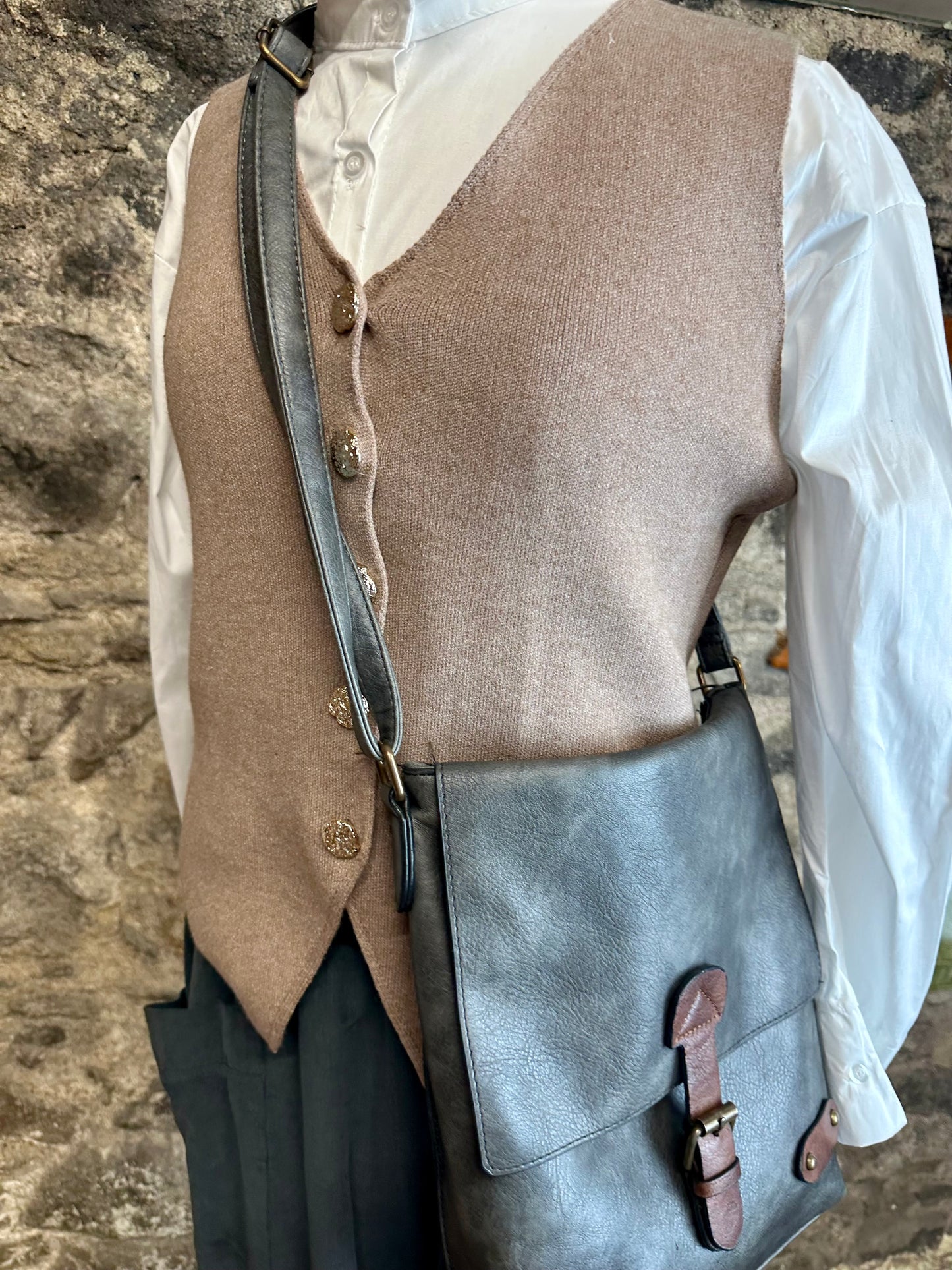 “Veronica “taupe Italian knit waistcoat small to medium