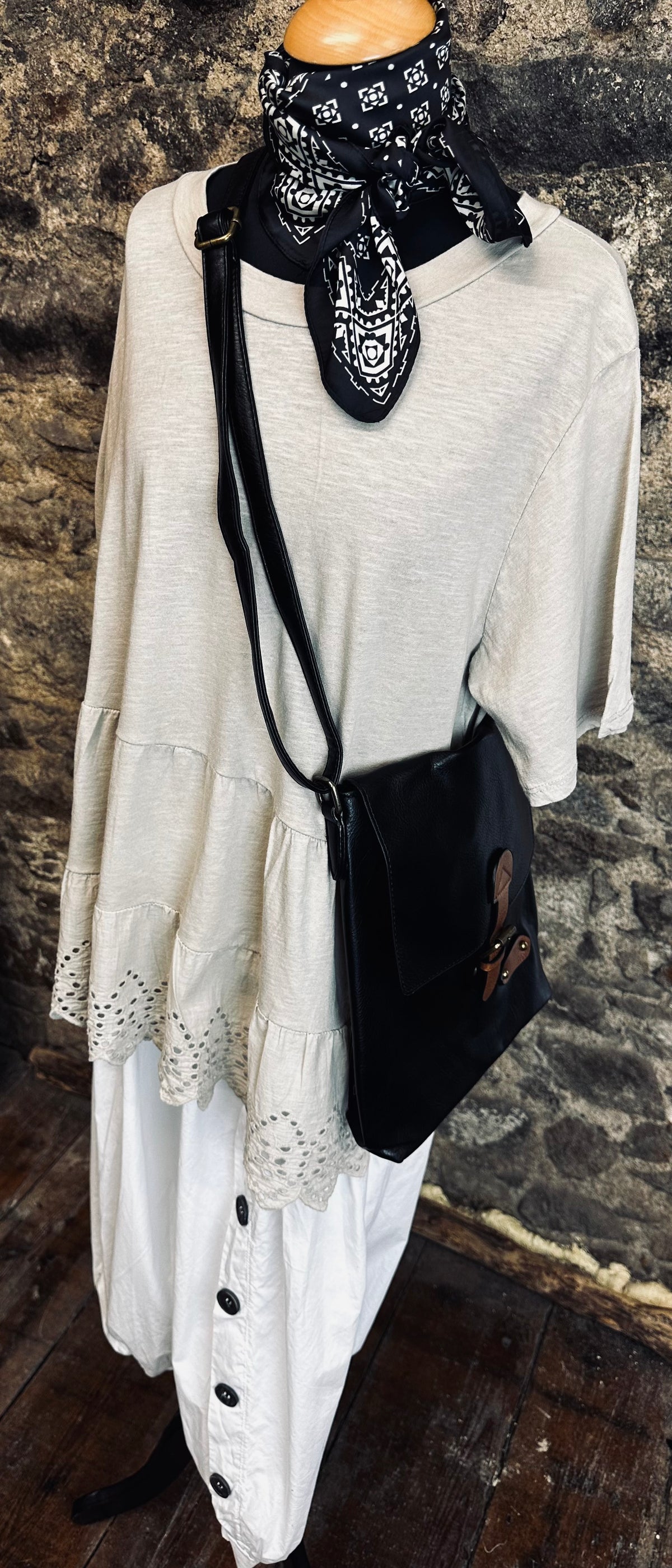 “Nancy “ natural stone Italian layering T-shirt