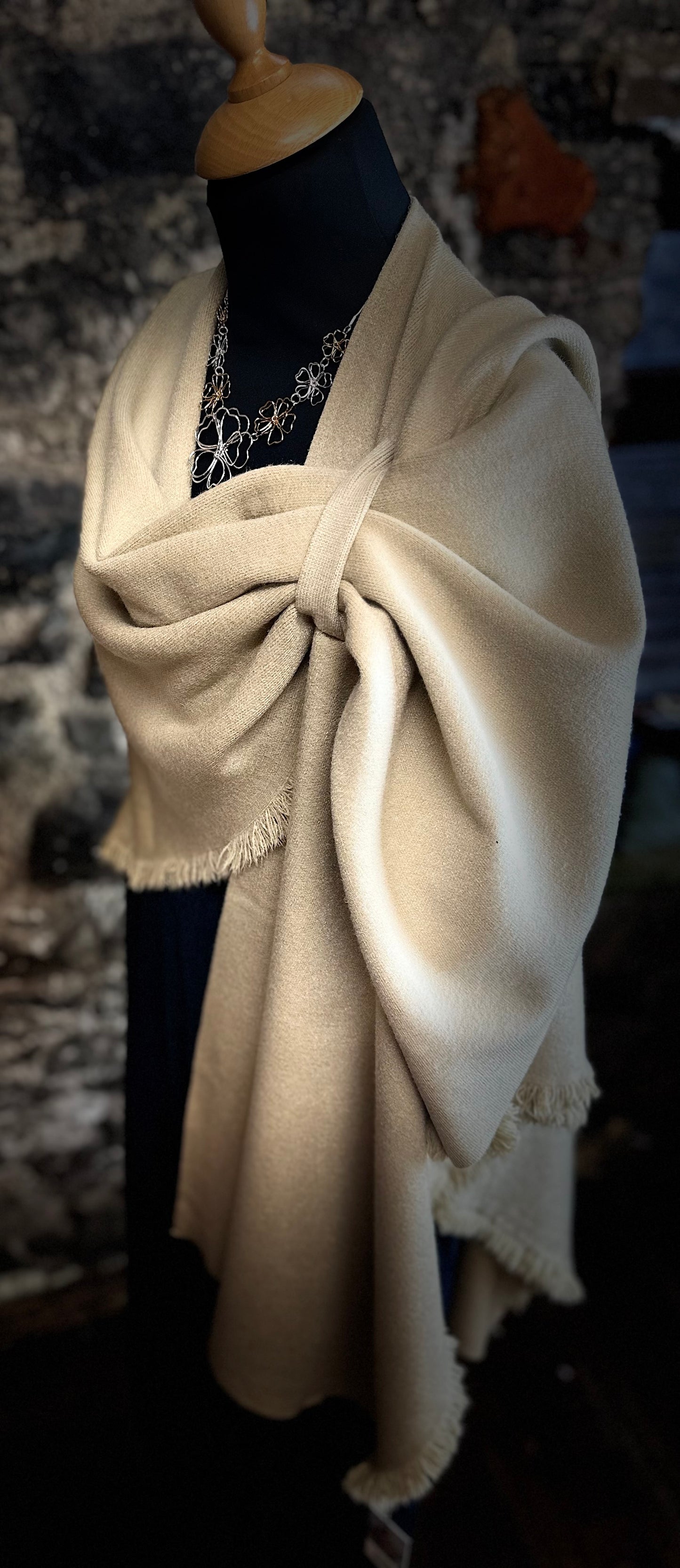 “Stella” golden cream Italian super soft wrap cape