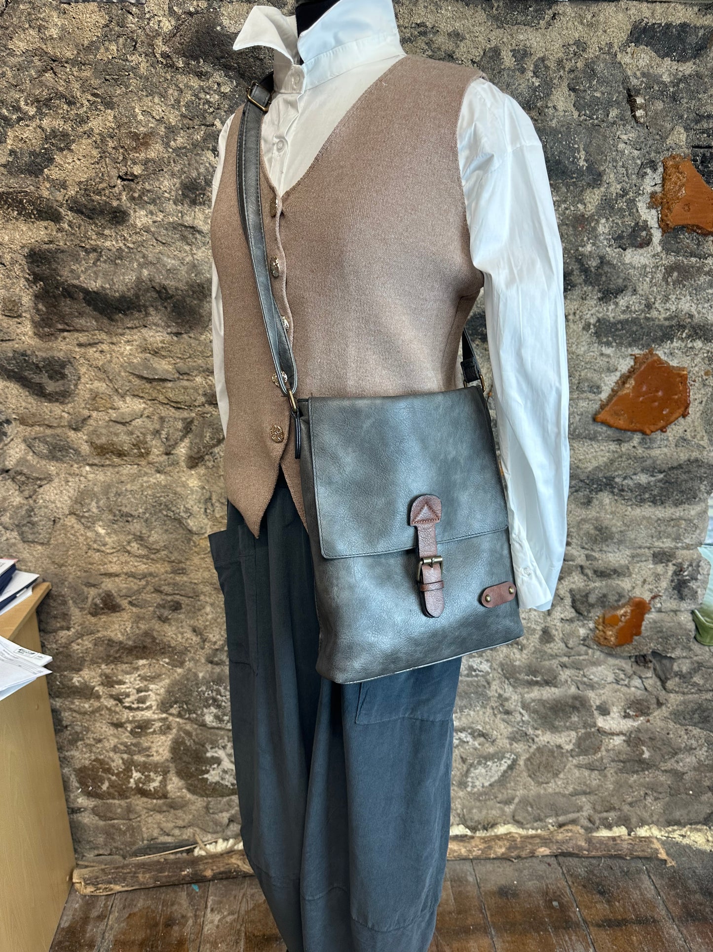 “Veronica “taupe Italian knit waistcoat small to medium