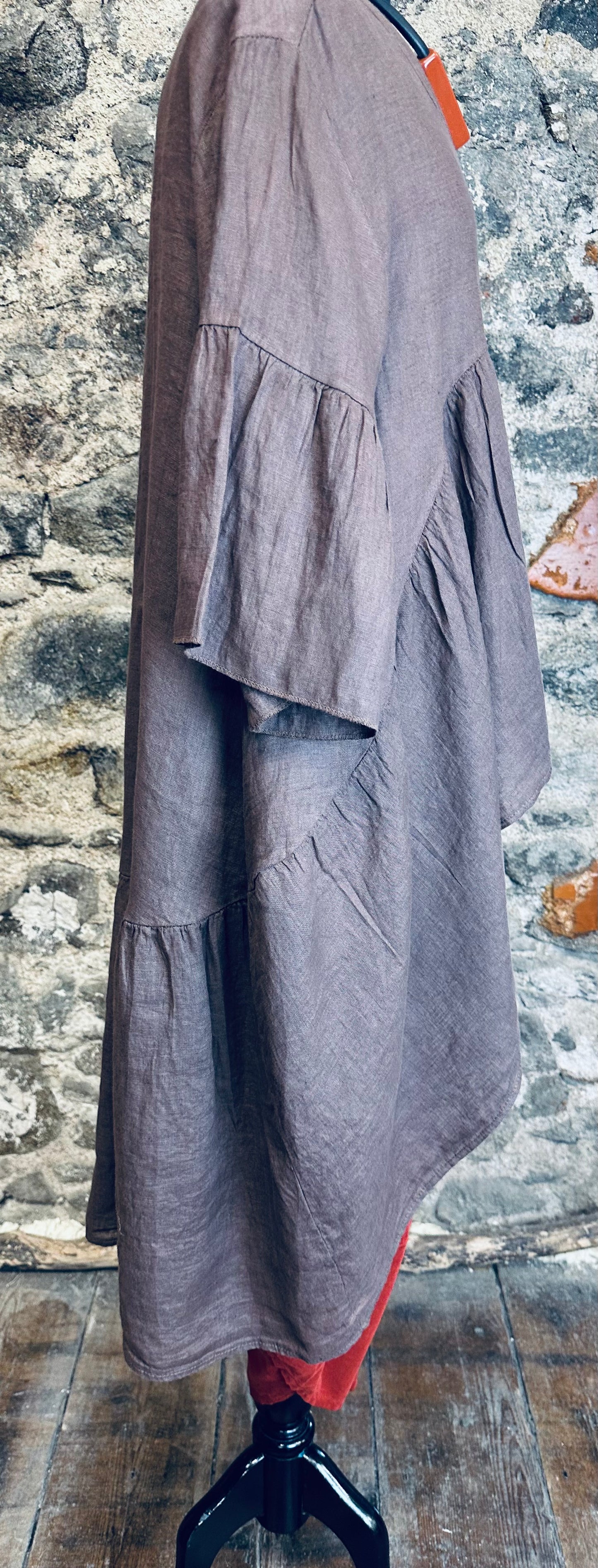 “Renee “ chocolate Italian hi lo dress shirt
