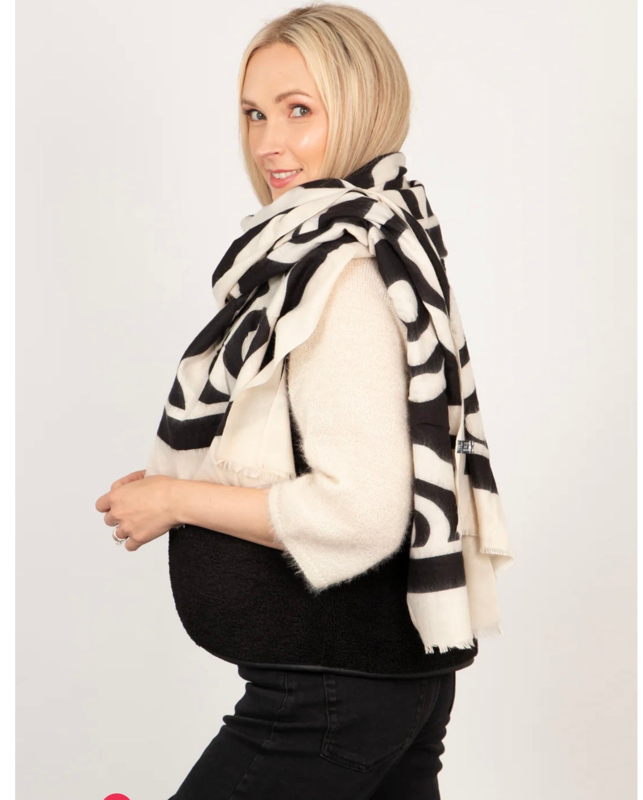 Monochrome black and cream large wrap