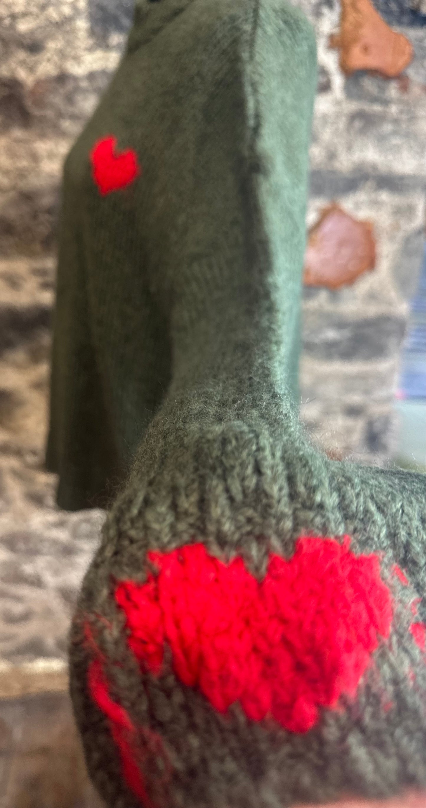 “Evie “ forest green Italian loose knit little heart ♥️ cosey