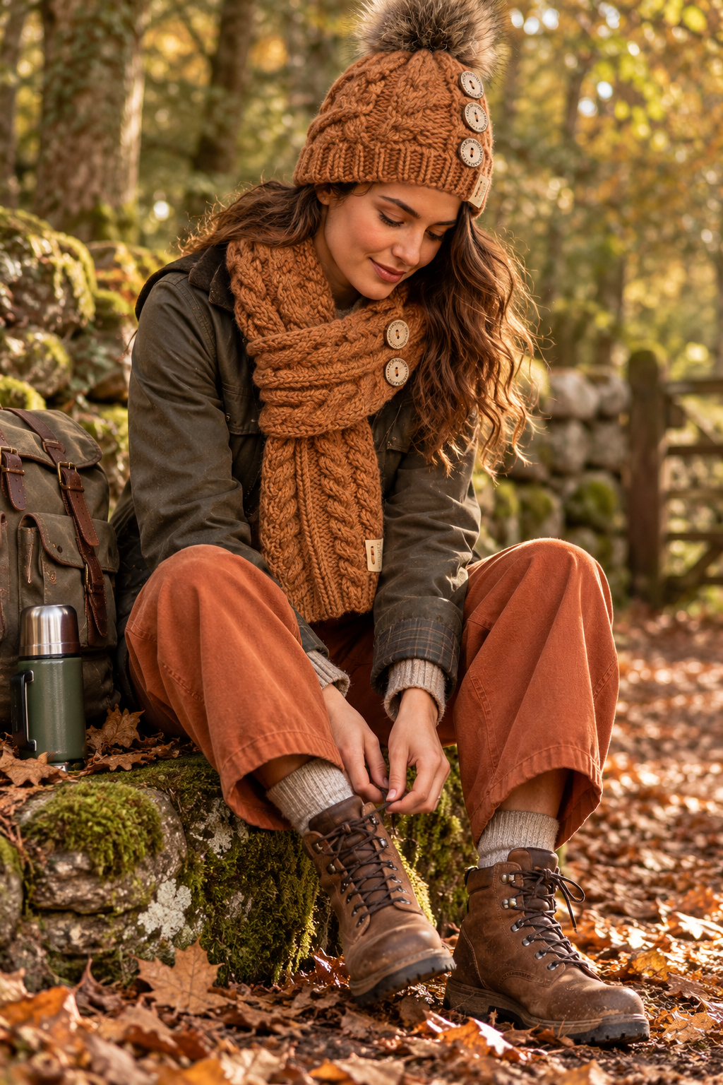 “Toni “ autumn fire rust Italian pin corduroy cullottes