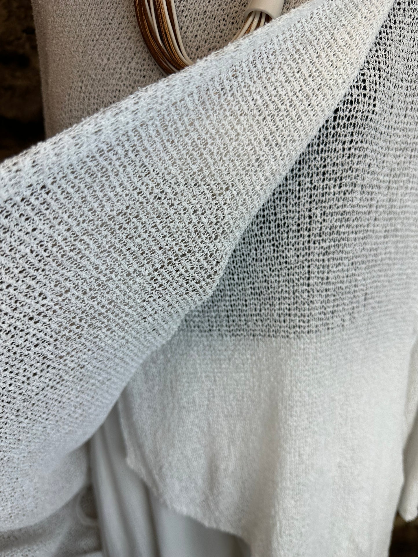 “Niki “ fine weave knit wrap jumper winter white