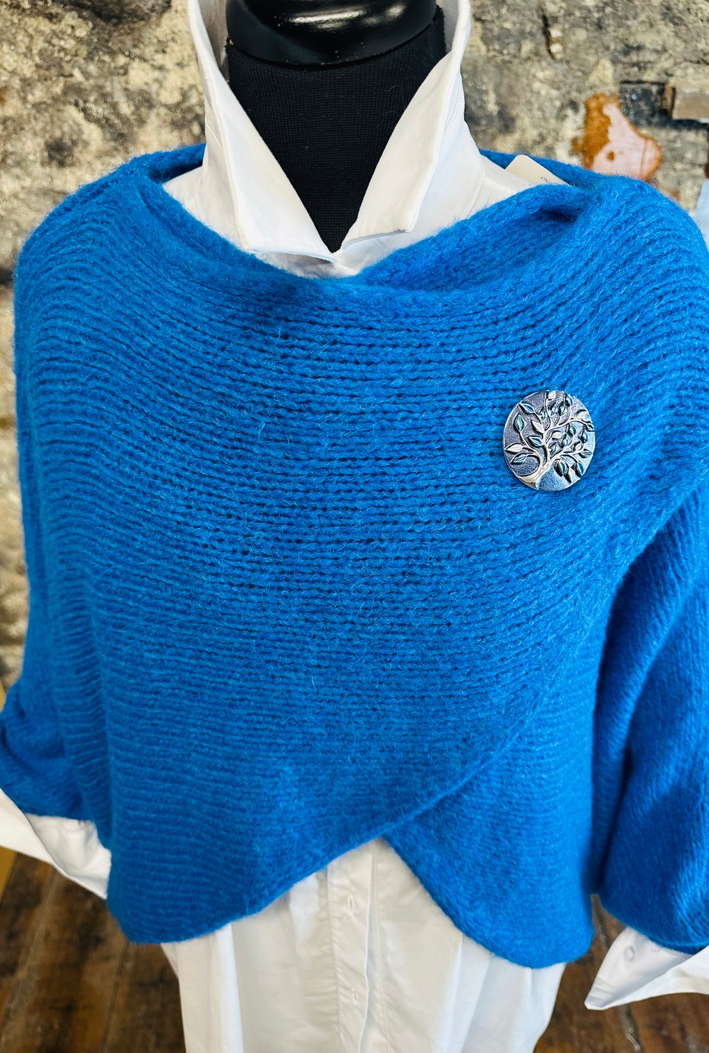 “Izzy “ cobalt blue Italian crossover knit