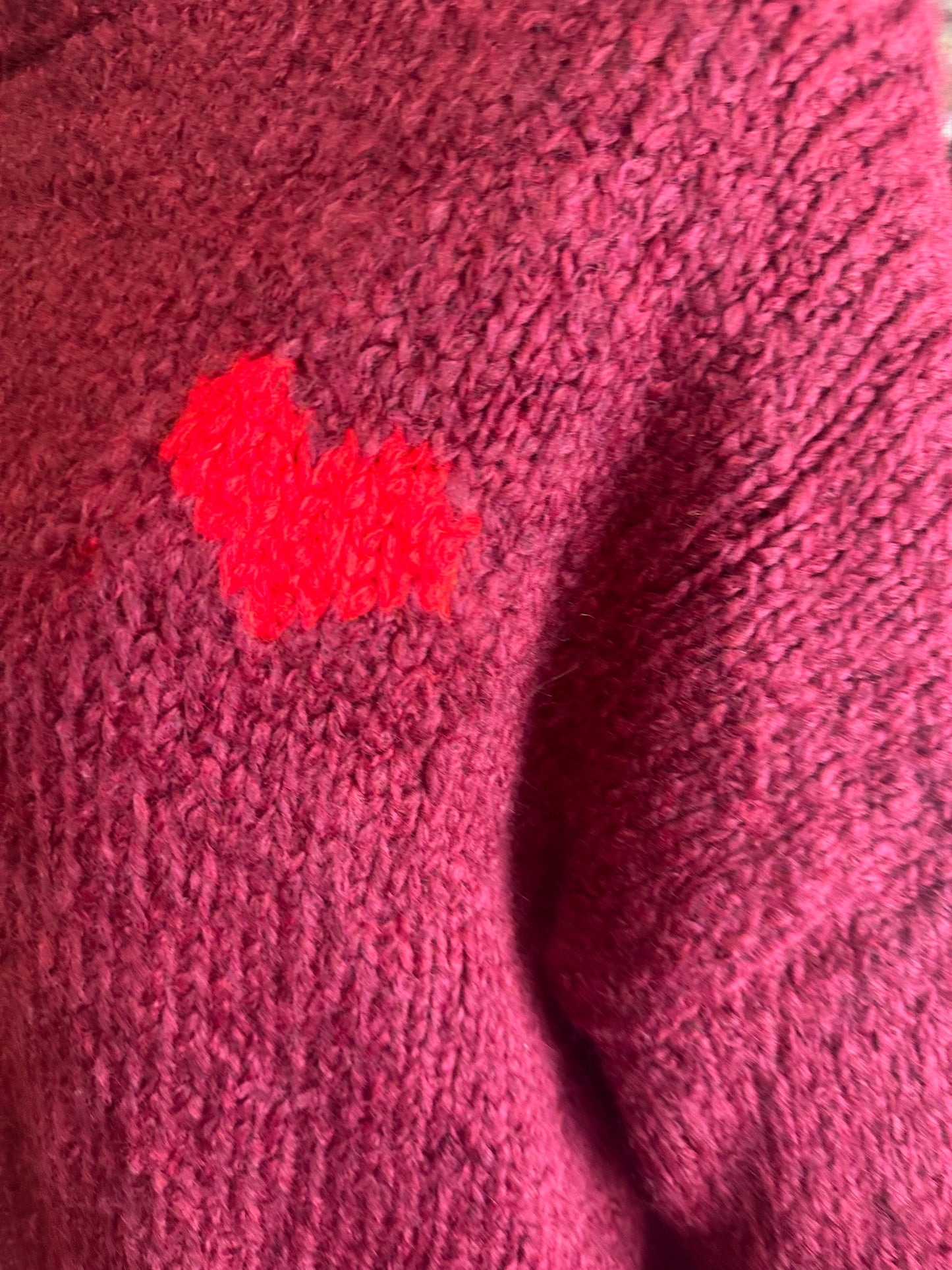 “Evie “ Bordeaux Italian loose knit little heart knit