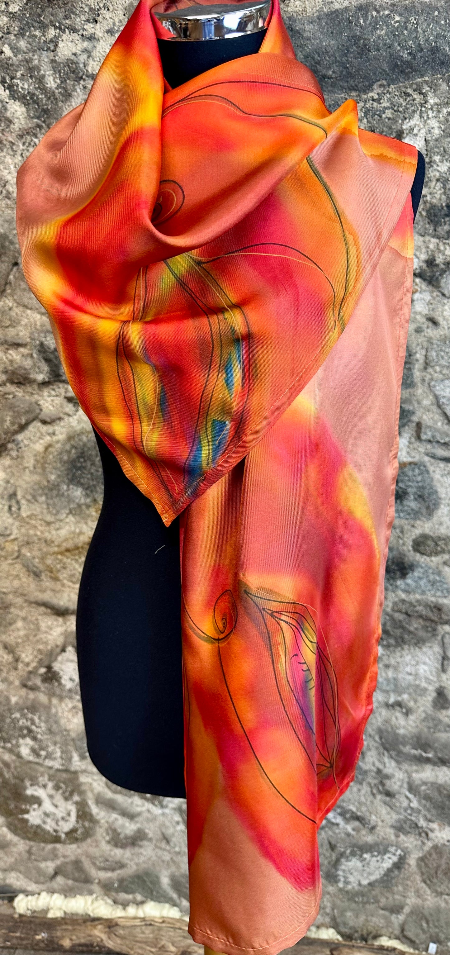 Lorsha Handpainted silk scarf