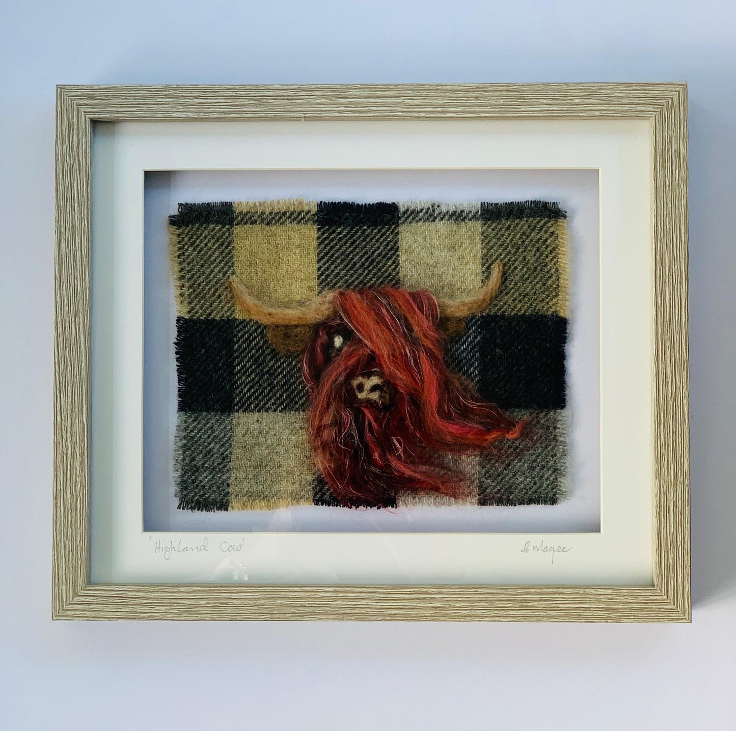 “Highland cow “ Christine Magee highland friends collection needle felted framed collection
