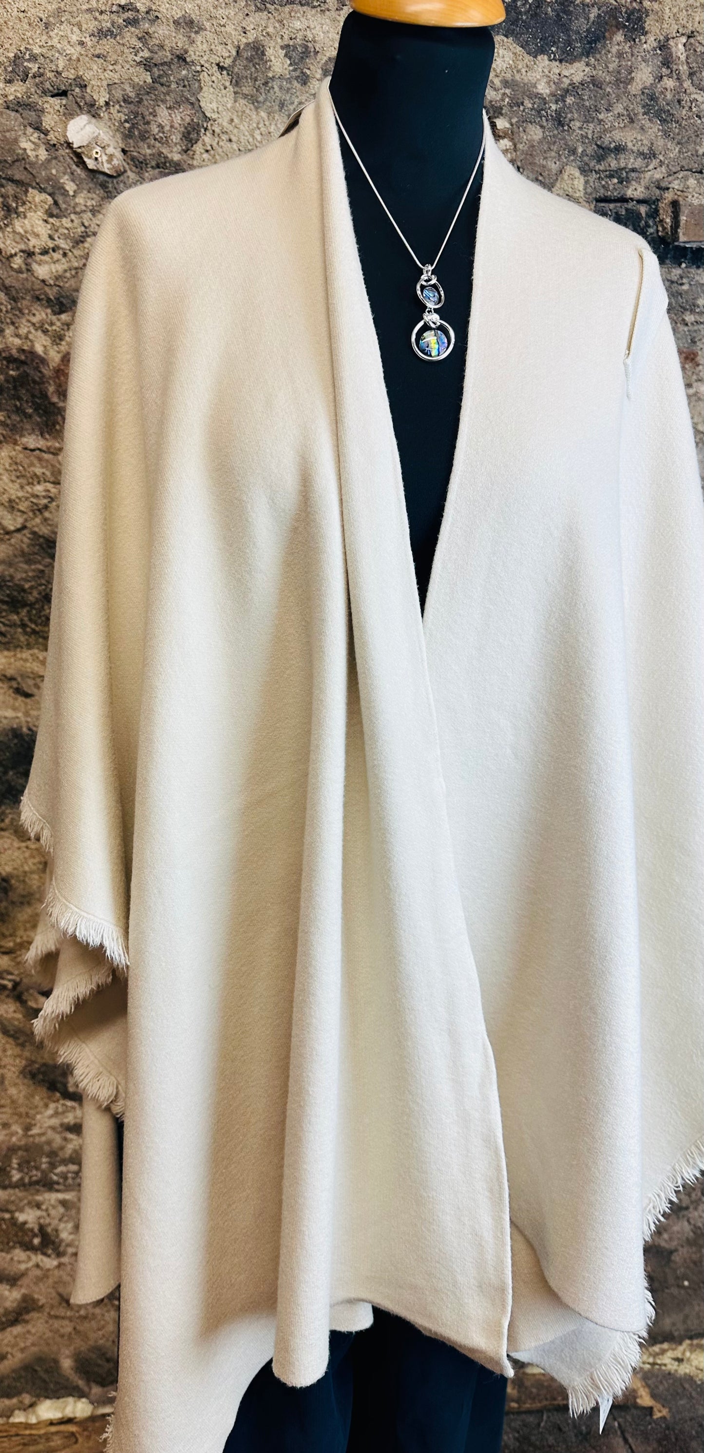 “Stella” winter cream italian super soft wrap cape