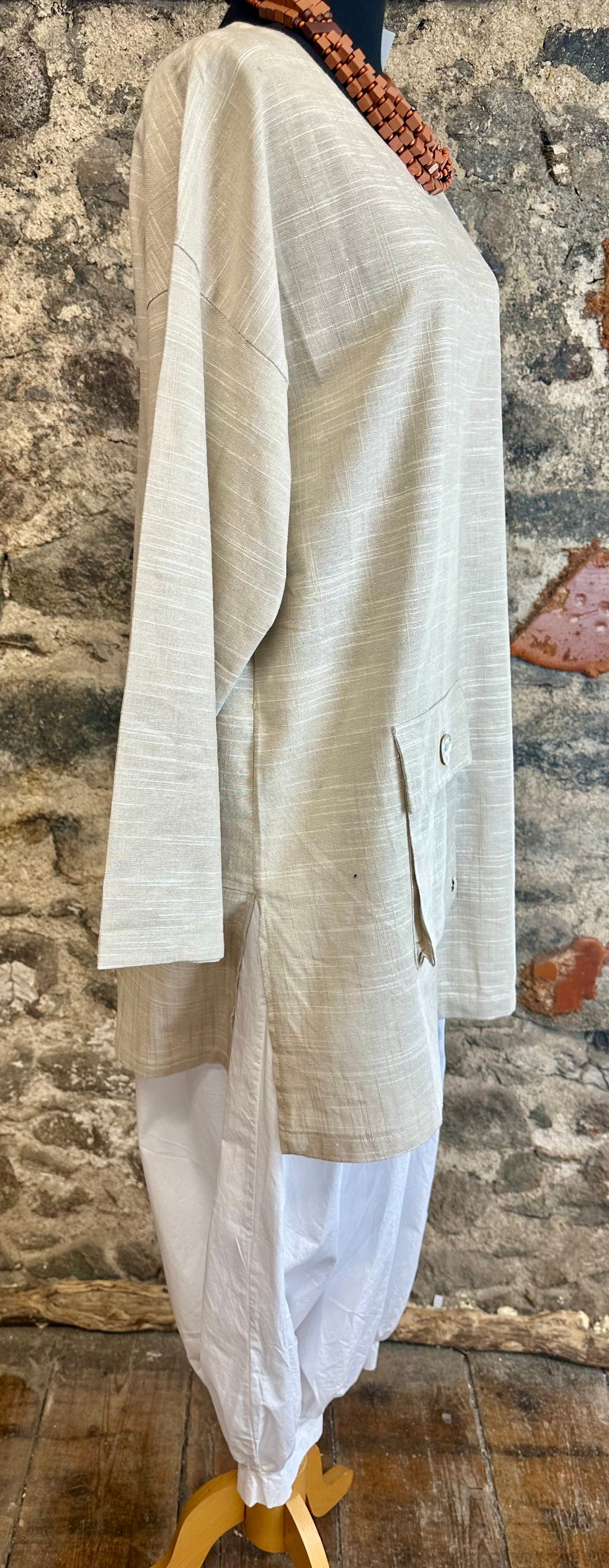 “Ava “ natural Italian linen mix tunic