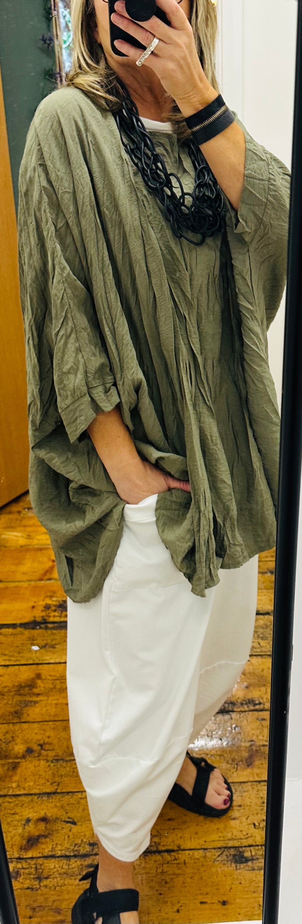 “Elsbeth “ forest crinkle batwing tunic