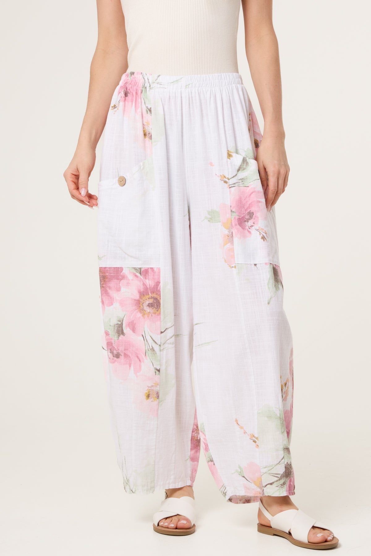 “Karina “ white Italian floral culottes