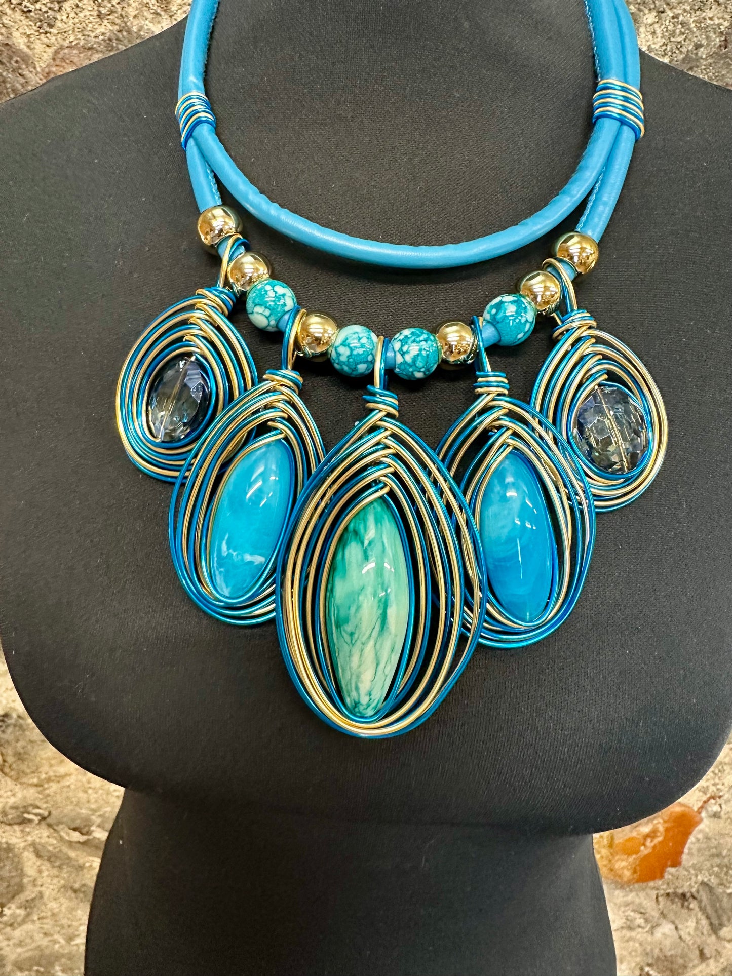 Dramatic statement turquoise collar