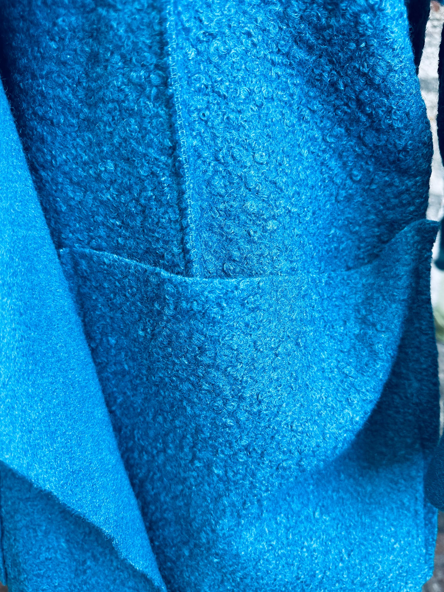 “Corrina” teal boucle Italian coatigan