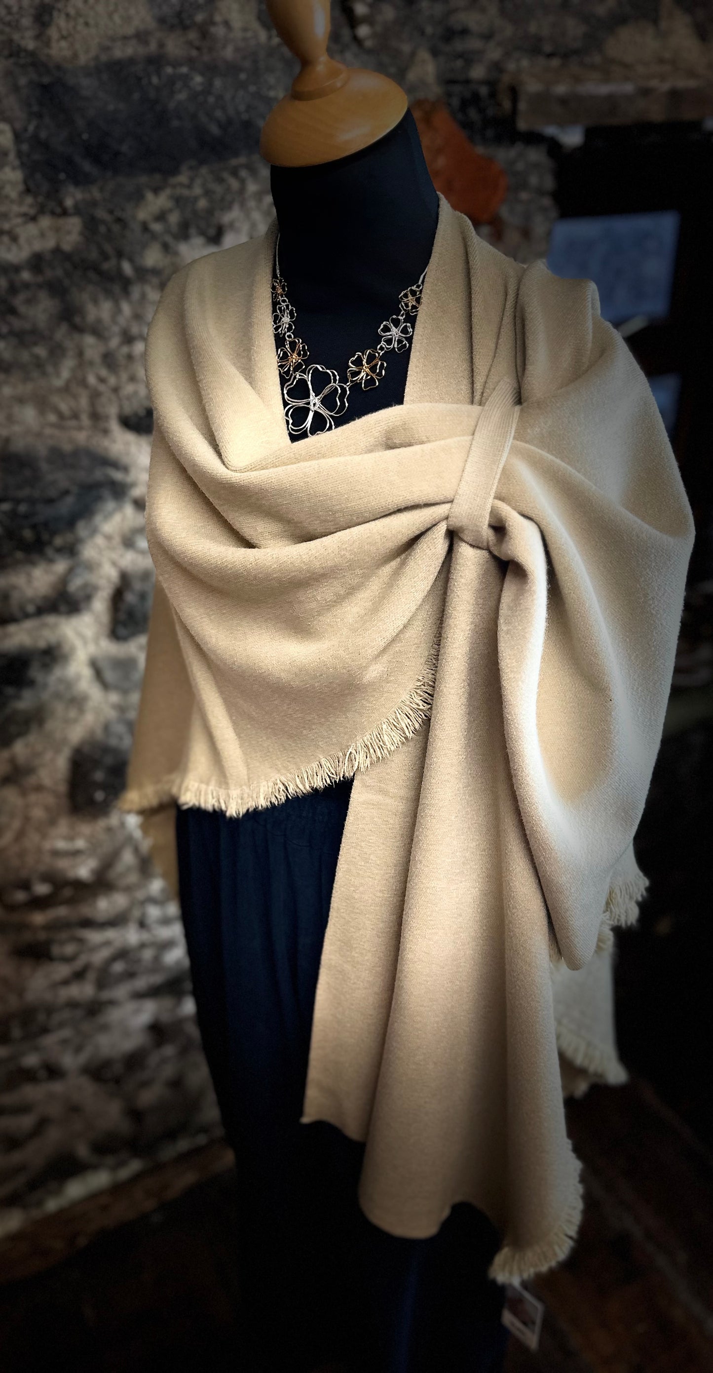 “Stella” golden cream Italian super soft wrap cape