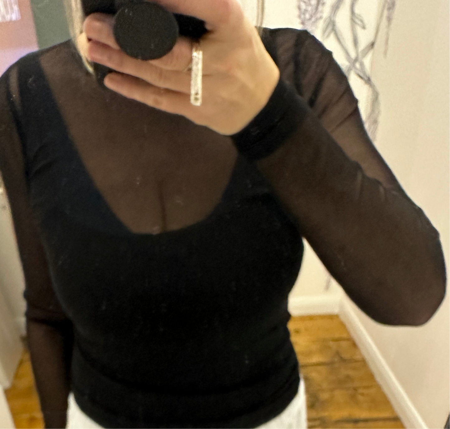 “Neena “ black mesh tshirt