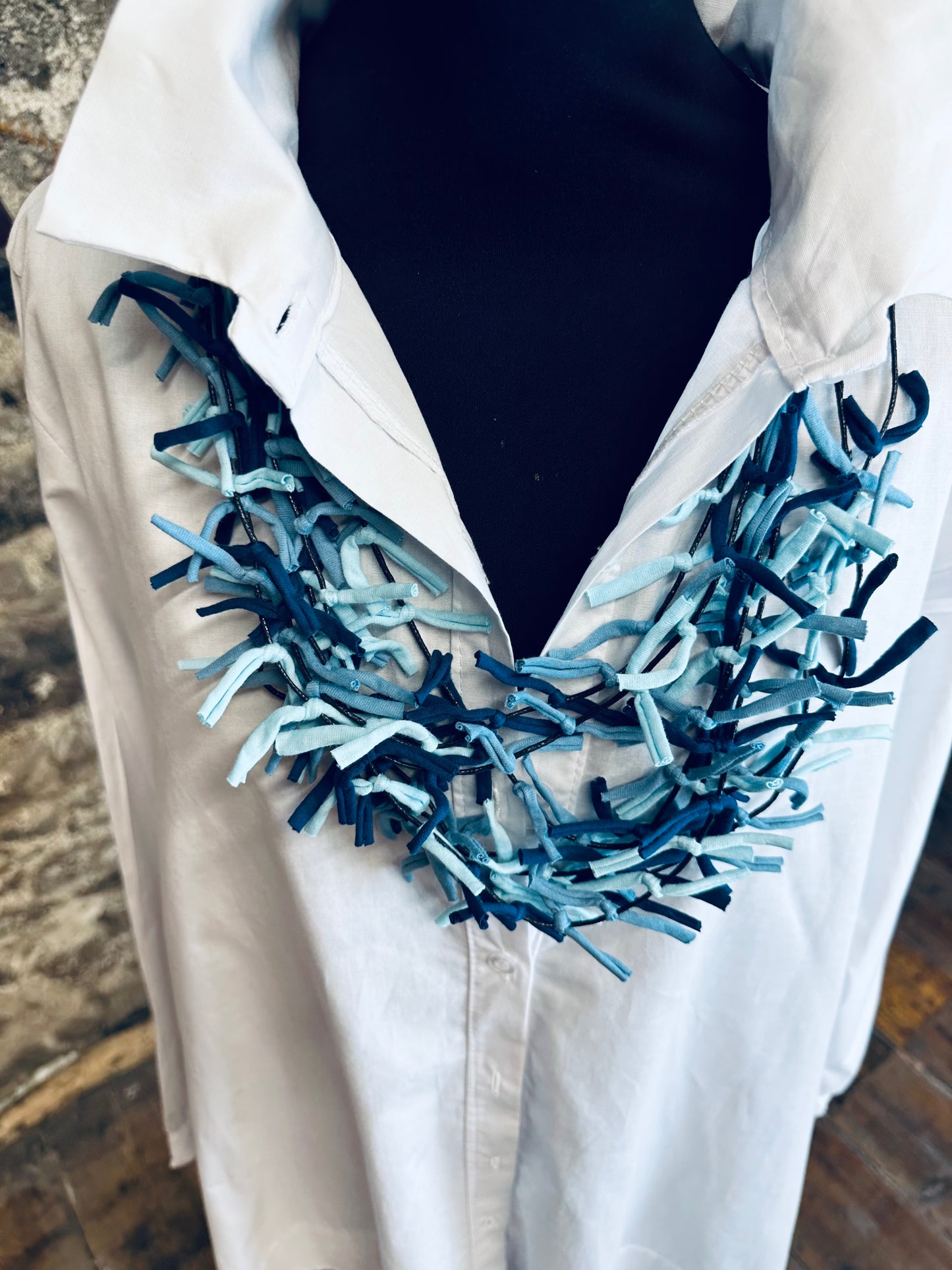 Textile denim fabric neckpiece
