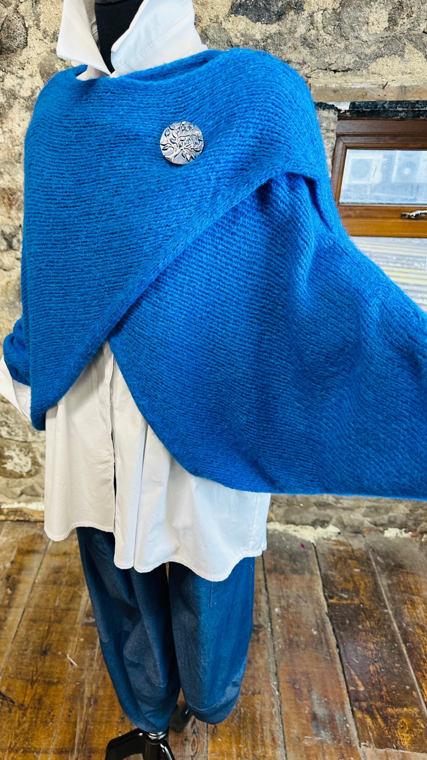 “Izzy “ cobalt blue Italian crossover knit