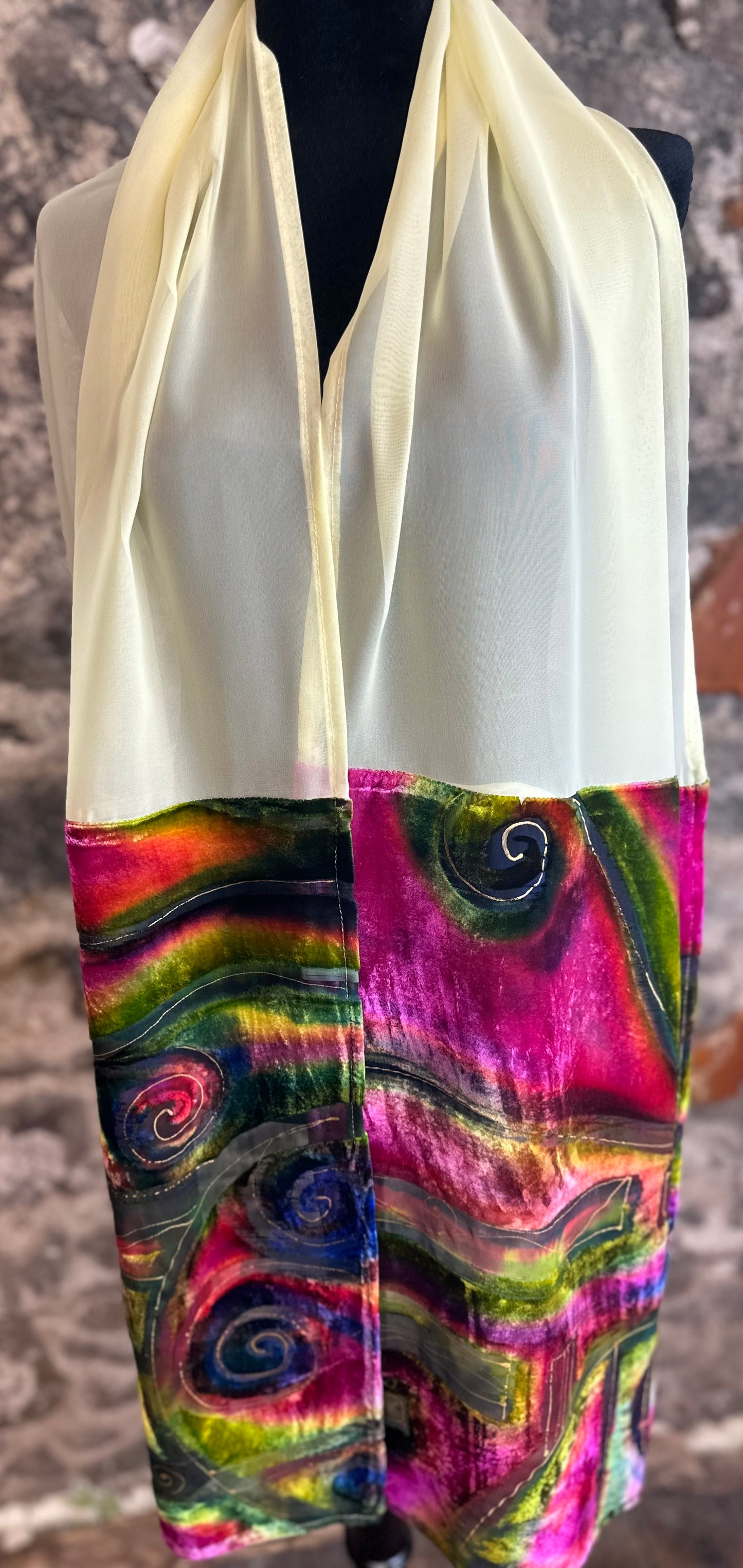 Lorshadesign Handpainted Devore velvet scarf collection
