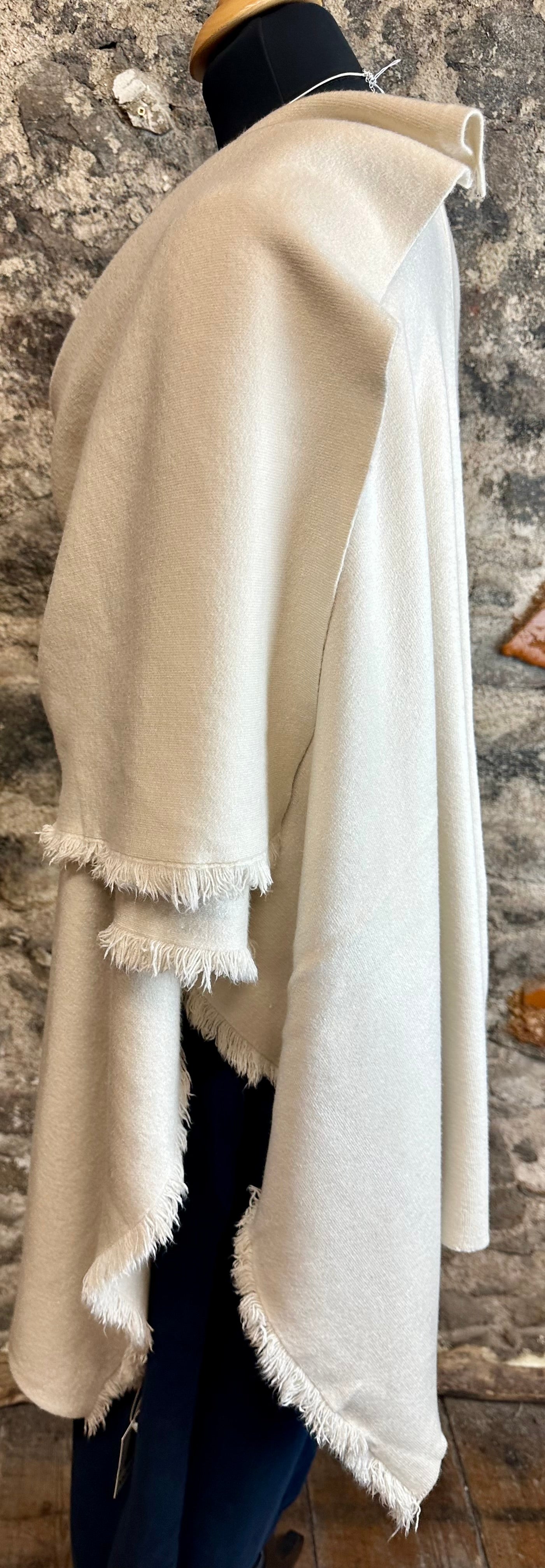 “Stella” winter cream italian super soft wrap cape