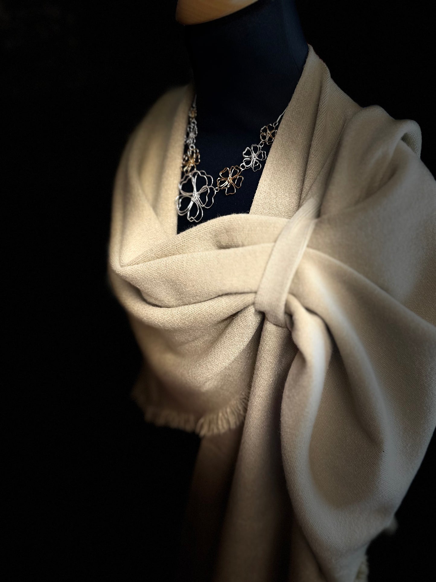 “Stella” golden cream Italian super soft wrap cape