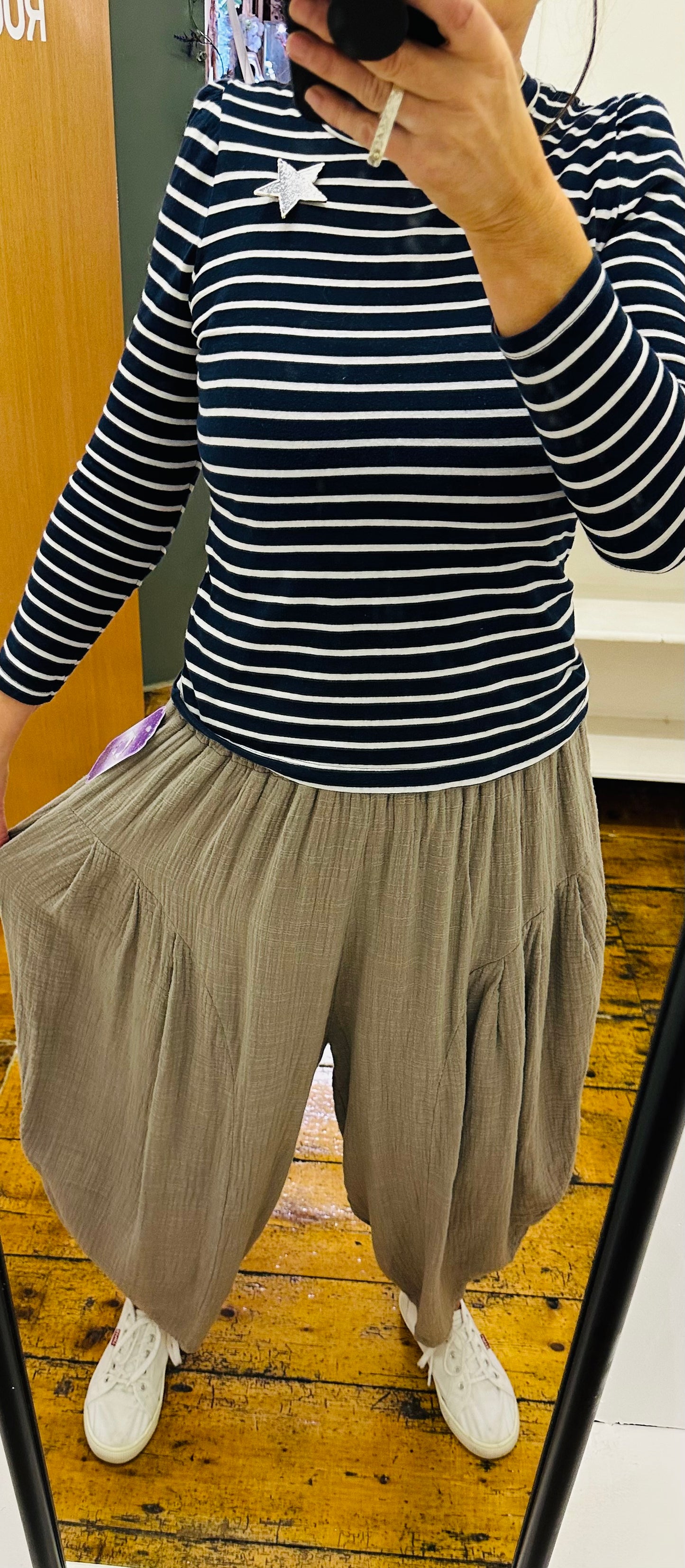 “Tiffany “ taupe harem Italian cocoon trouser