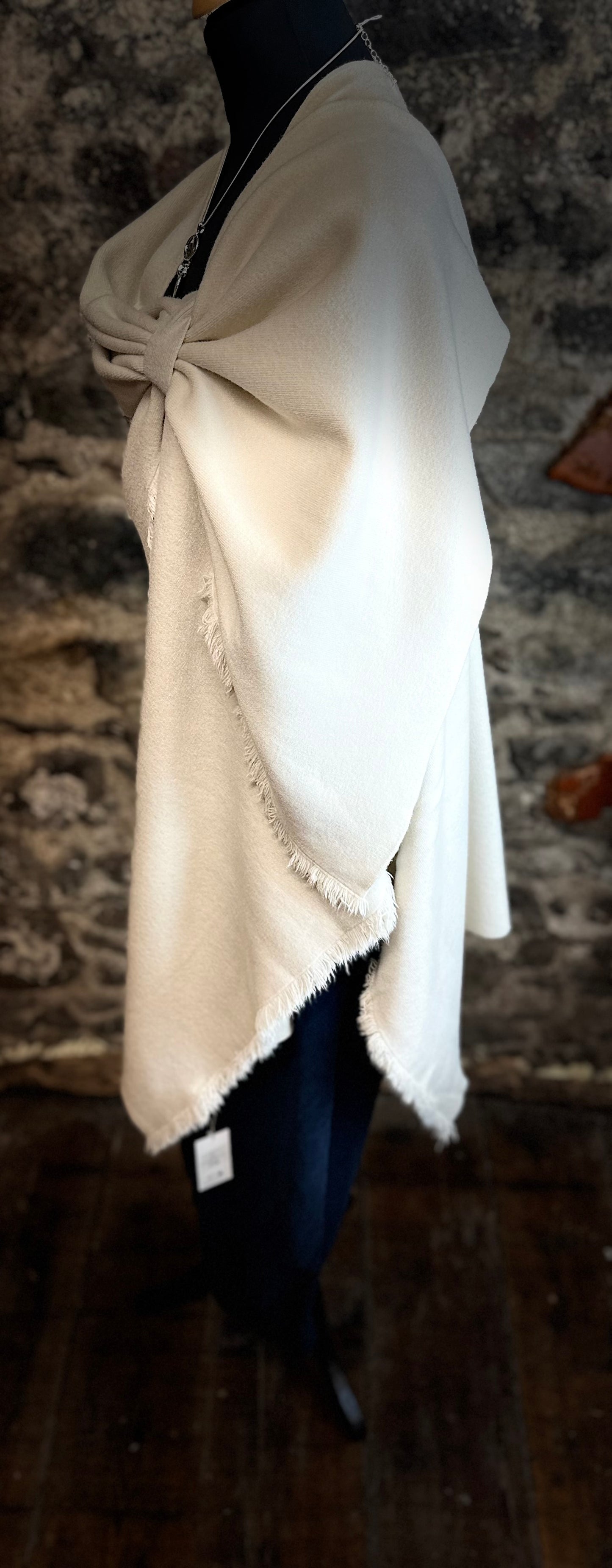 “Stella” winter cream italian super soft wrap cape