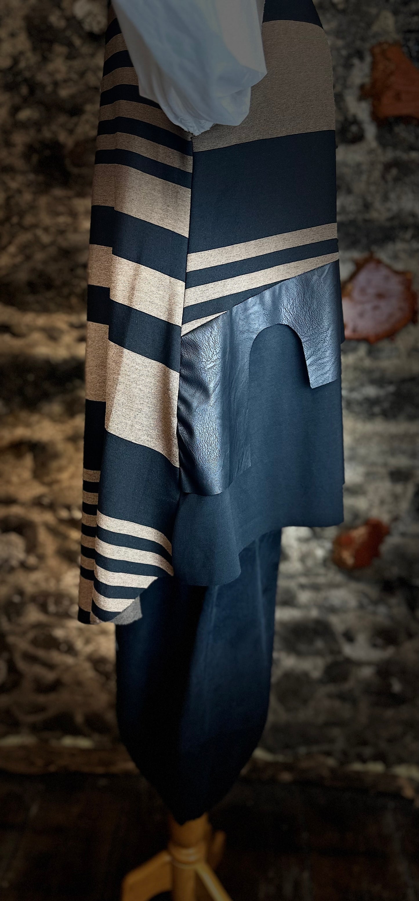 “Jenni “ mocha and ebony Italian hi lo funnel neck tunic
