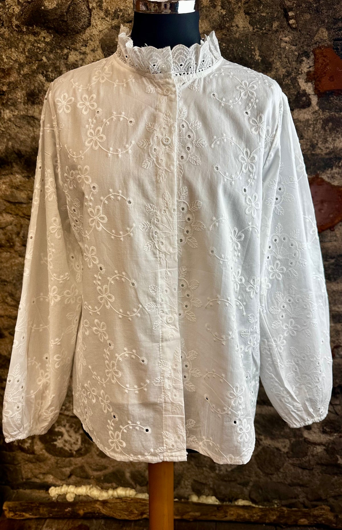 “Angelou “ natural Italian embroidered cotton shirt