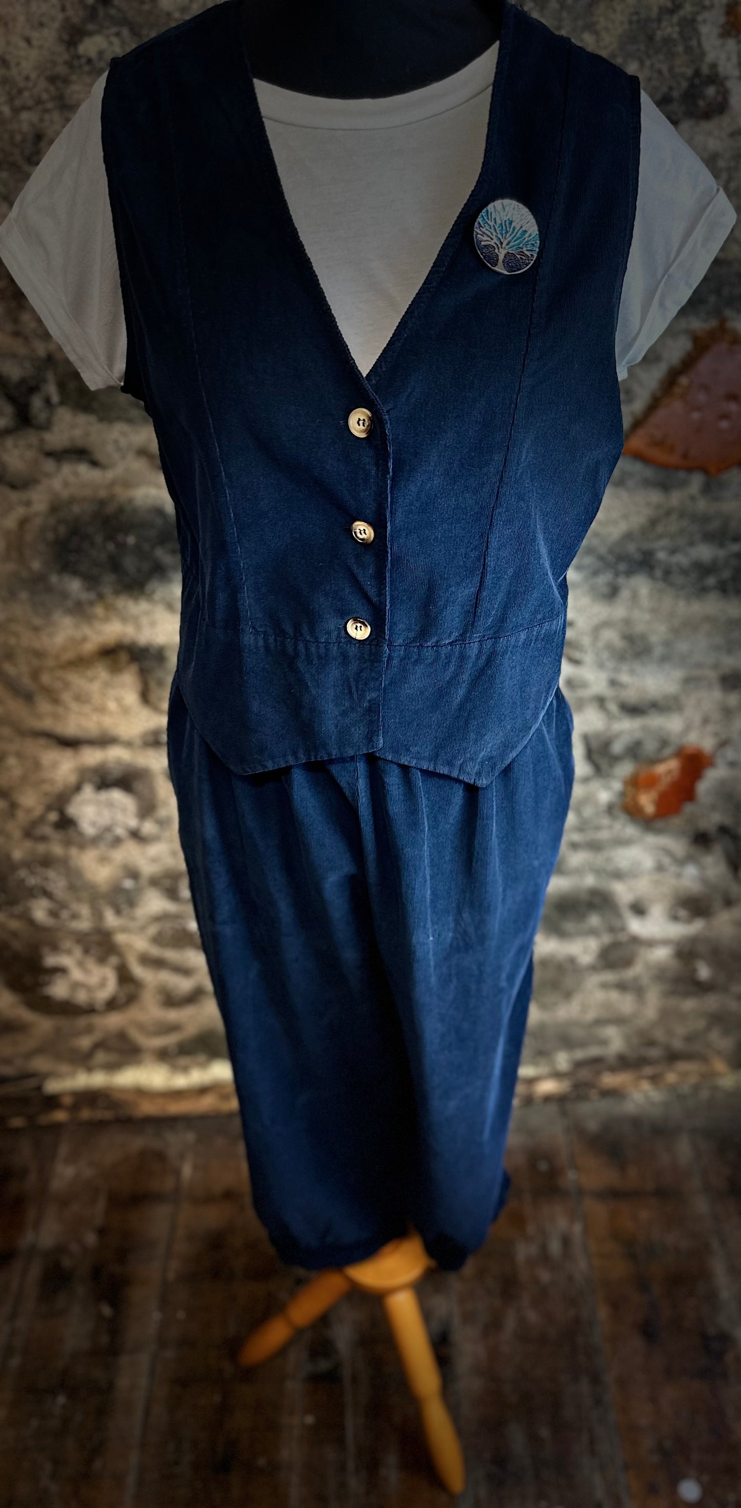 “Farrah “ indigo navy fine in corduroy waist coat
