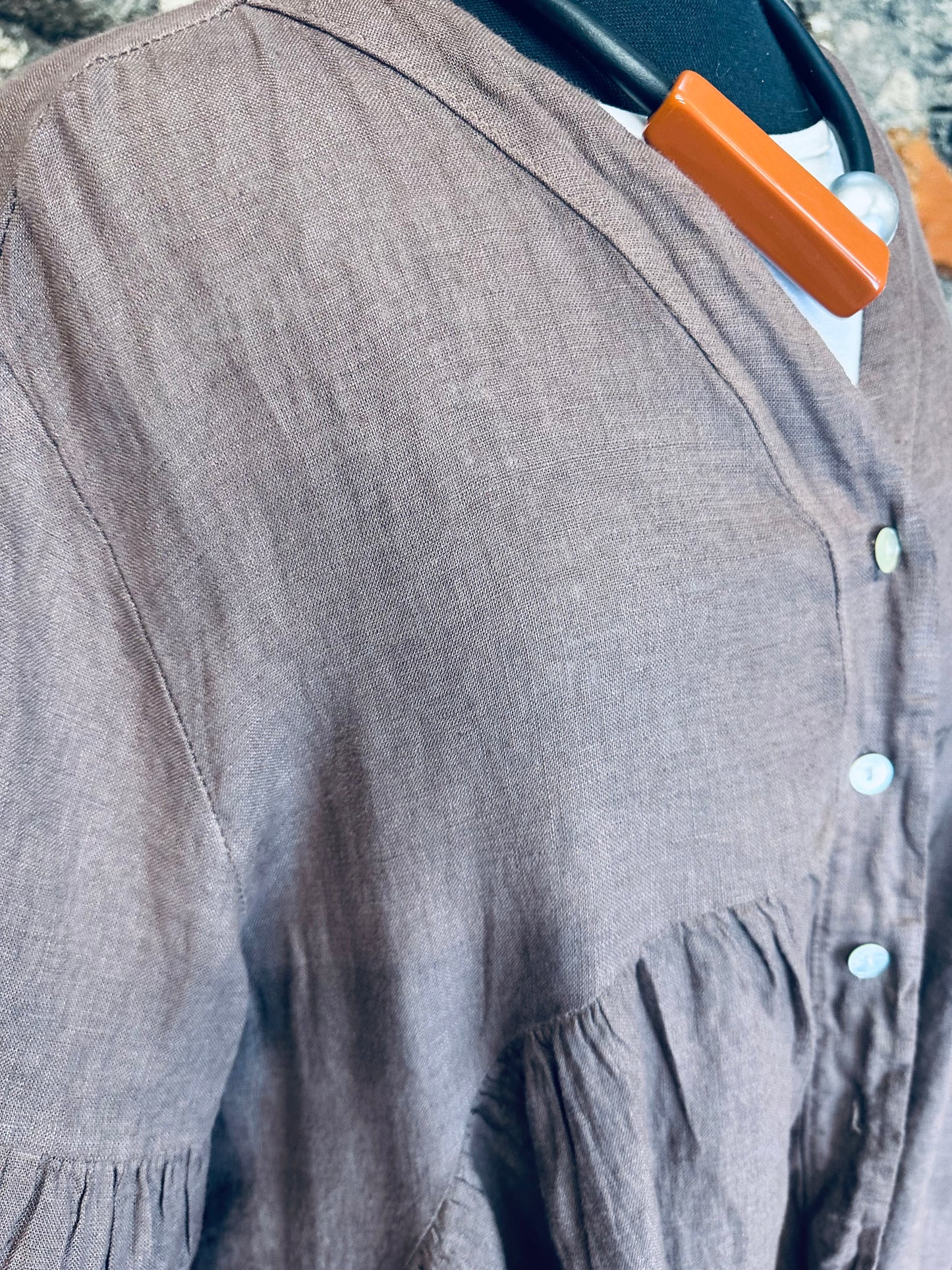 “Renee “ chocolate Italian hi lo dress shirt