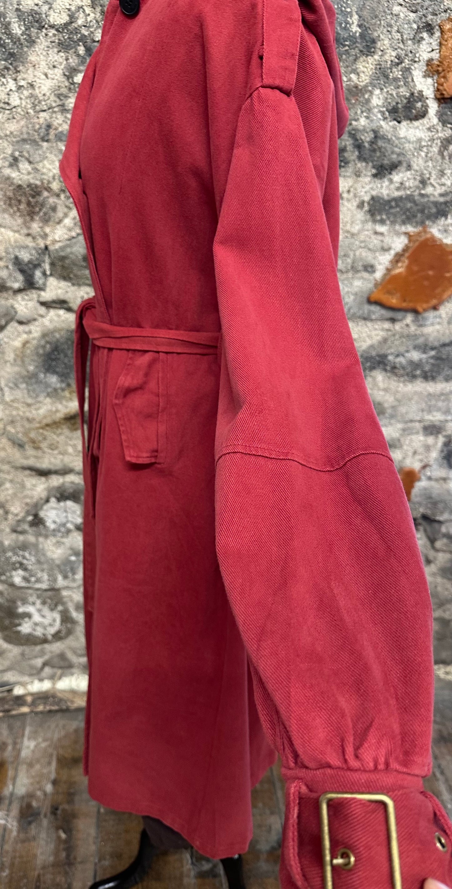 “Felicity “autumn terracotta Italian hooded trench coat